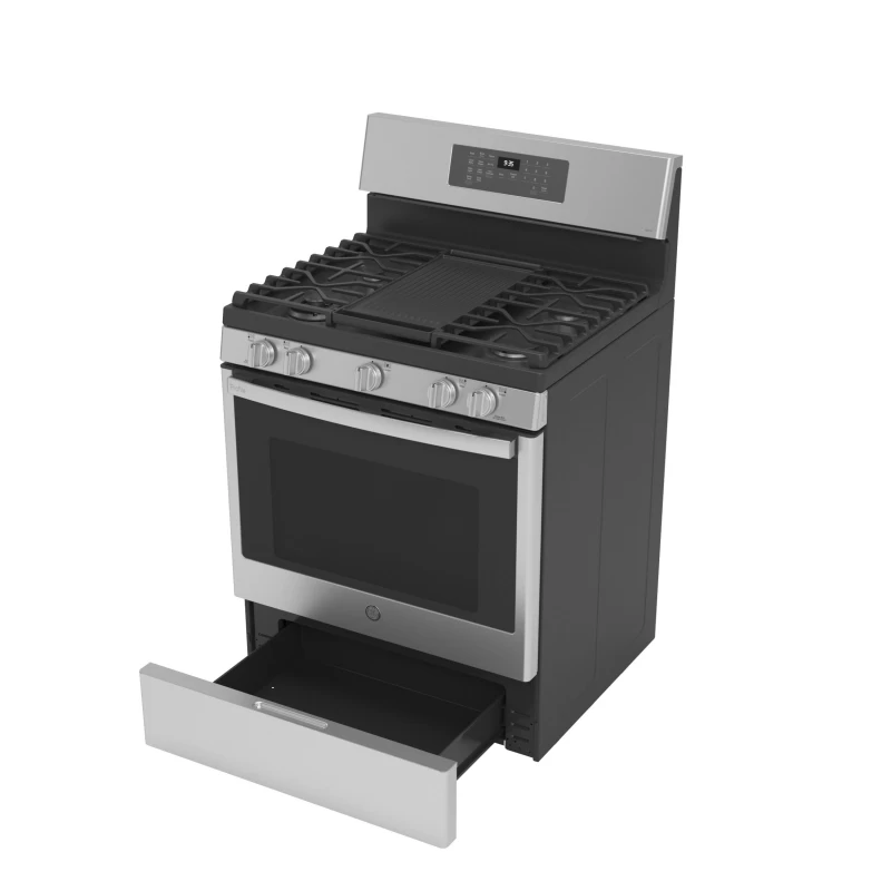 30" Free-Standing Self Clean Dual-Fuel Fingerprint Resistant Range with Storage Drawer P2B935YPFS