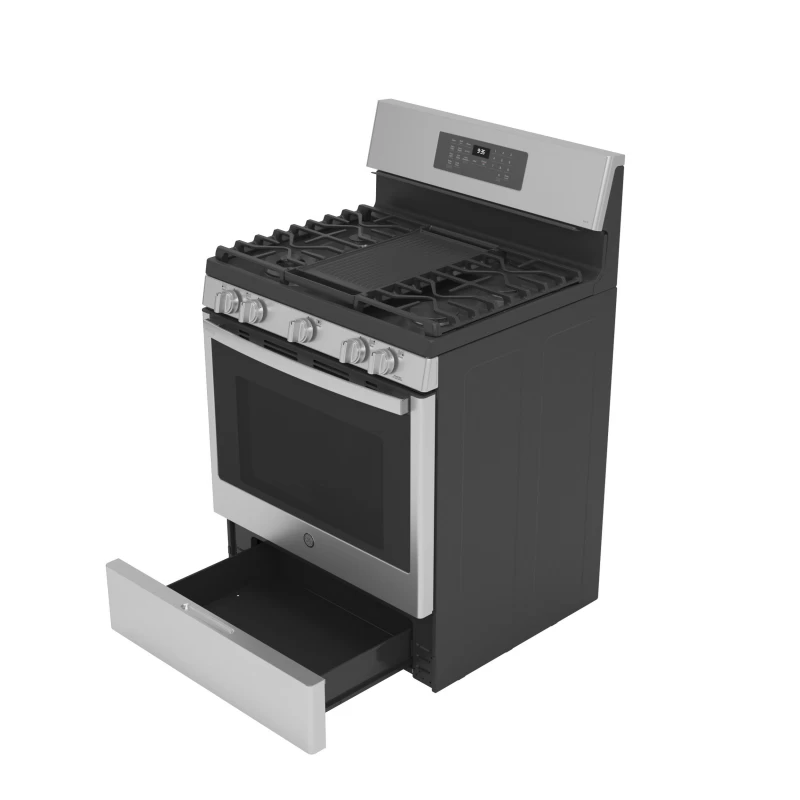 30" Free-Standing Self Clean Dual-Fuel Fingerprint Resistant Range with Storage Drawer P2B935YPFS