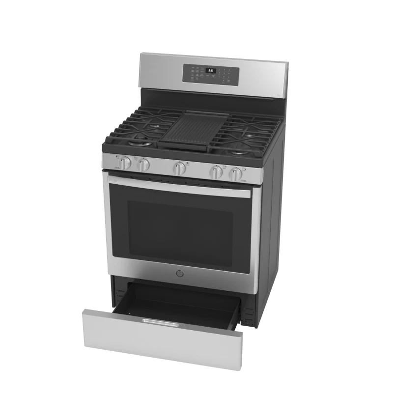 30" Free-Standing Self Clean Dual-Fuel Fingerprint Resistant Range with Storage Drawer P2B935YPFS