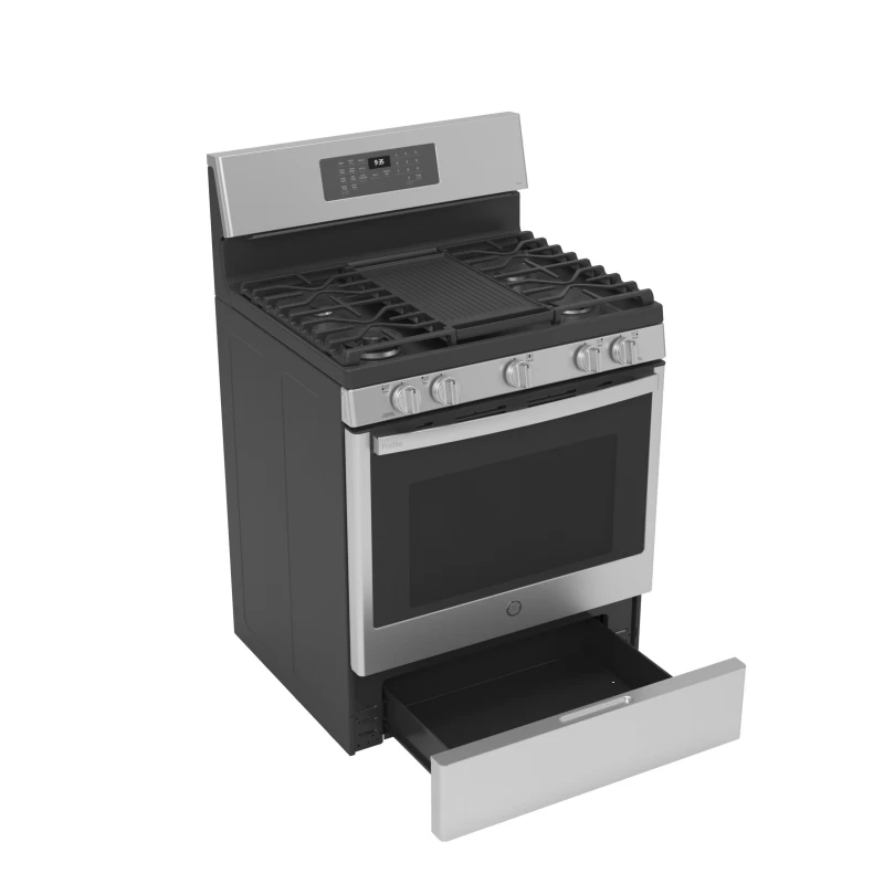 30" Free-Standing Self Clean Dual-Fuel Fingerprint Resistant Range with Storage Drawer P2B935YPFS