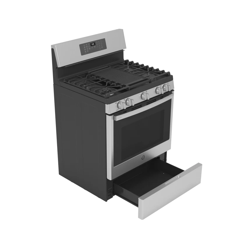 30" Free-Standing Self Clean Dual-Fuel Fingerprint Resistant Range with Storage Drawer P2B935YPFS