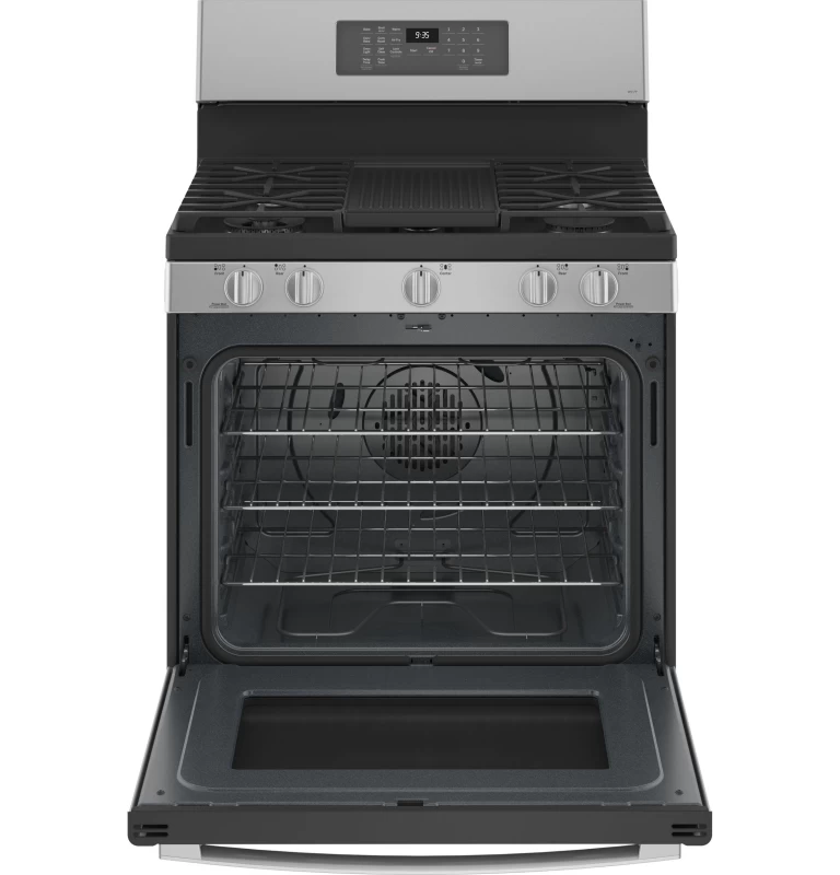 30" Free-Standing Self Clean Dual-Fuel Fingerprint Resistant Range with Storage Drawer P2B935YPFS