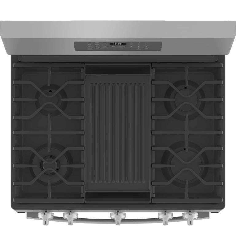30" Free-Standing Self Clean Dual-Fuel Fingerprint Resistant Range with Storage Drawer P2B935YPFS