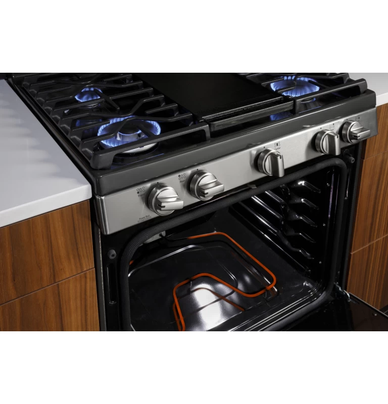30" Free-Standing Self Clean Dual-Fuel Fingerprint Resistant Range with Storage Drawer P2B935YPFS