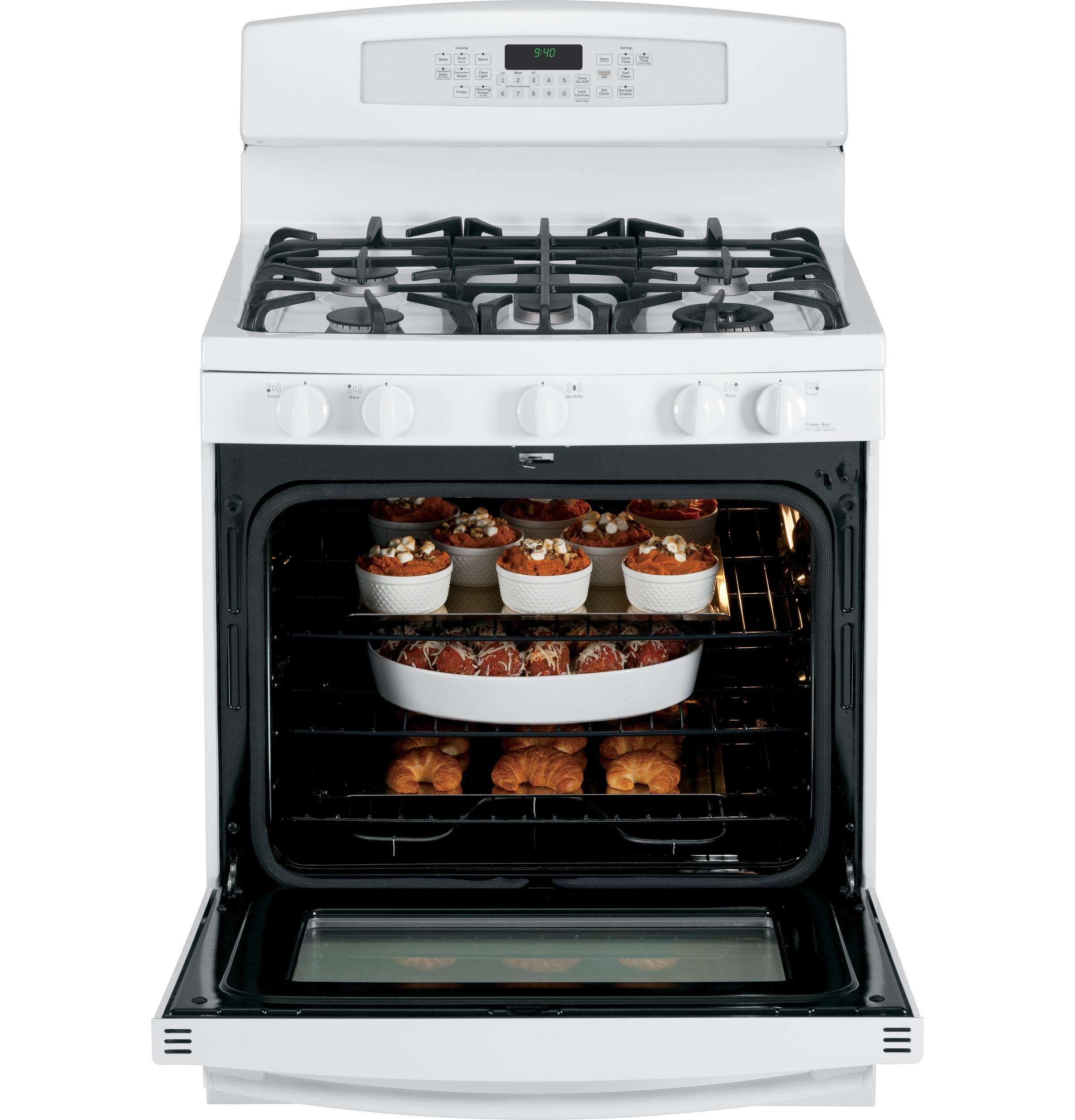 Series 30" Dual-Fuel Free-Standing Range with Warming Drawer P2B940DEHWW, product image 9 of 15