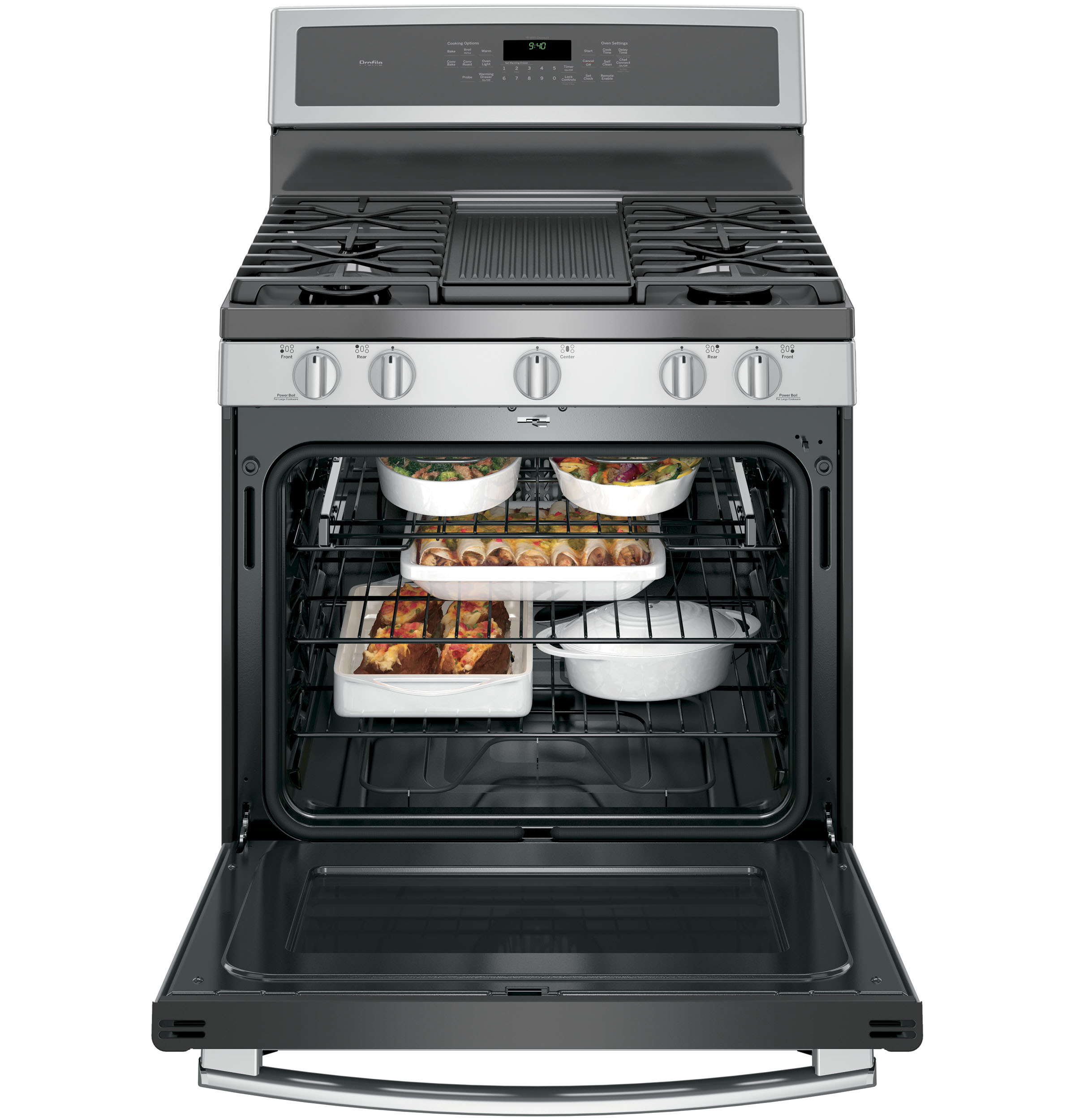 30" Smart Dual-Fuel Free-Standing Convection Range with Warming Drawer P2B940SEJSS, product image 7 of 24