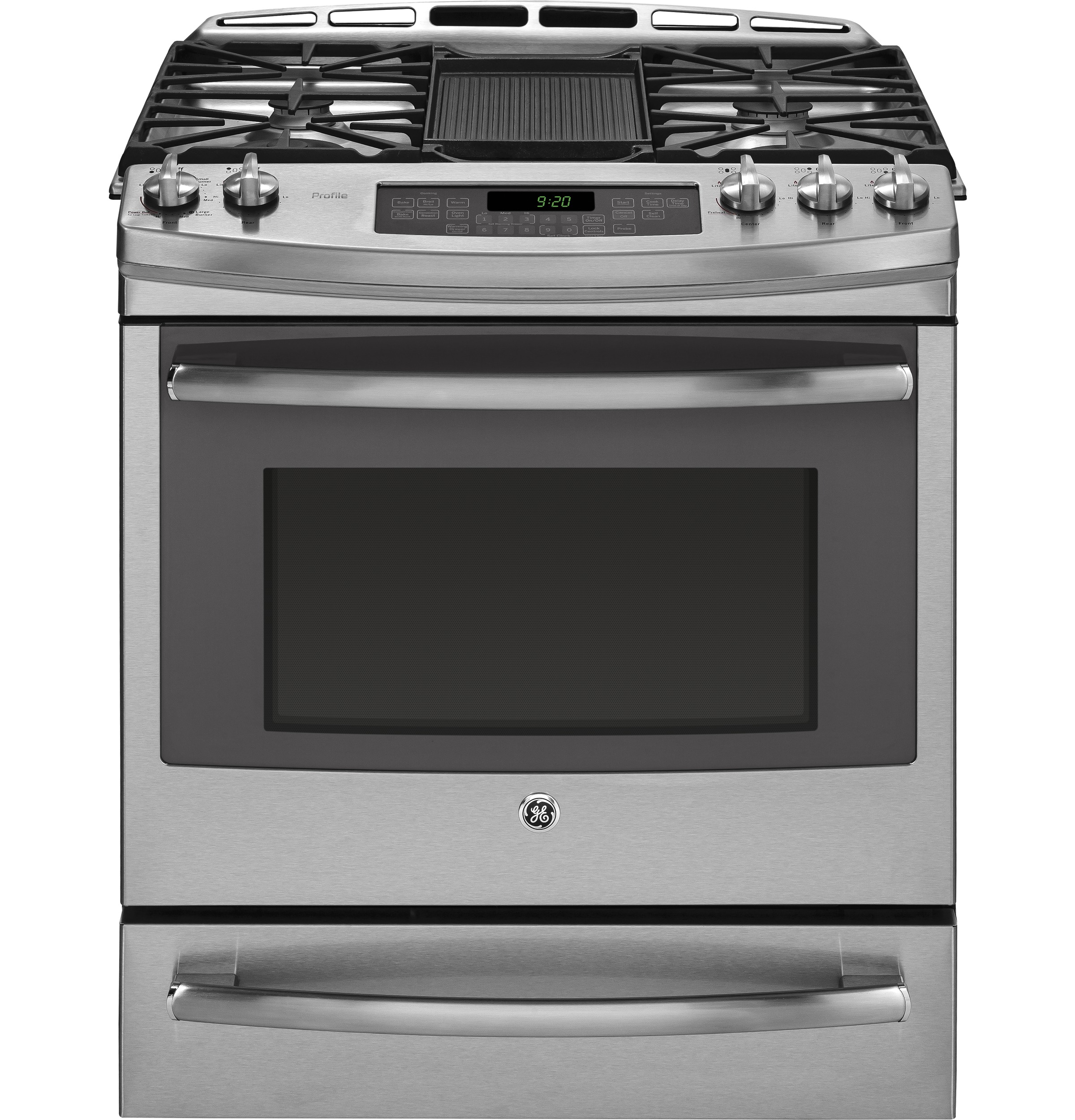 Series 30" Dual Fuel Slide-In Front Control Range with Warming Drawer P2S920SEFSS, product image 2 of 13