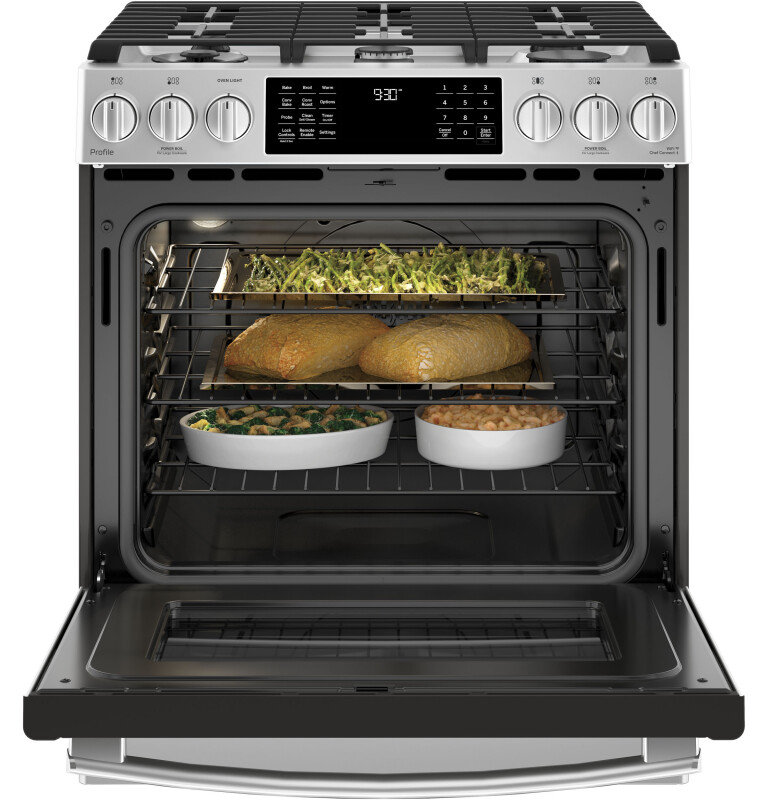 30" Smart Dual Fuel Slide-In Front-Control Range P2S930SELSS, product image 5 of 22