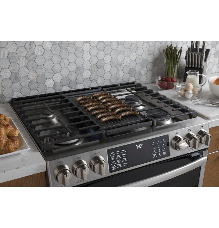 30" Smart Dual Fuel Slide-In Front-Control Range P2S930SELSS, product image 2 of 22