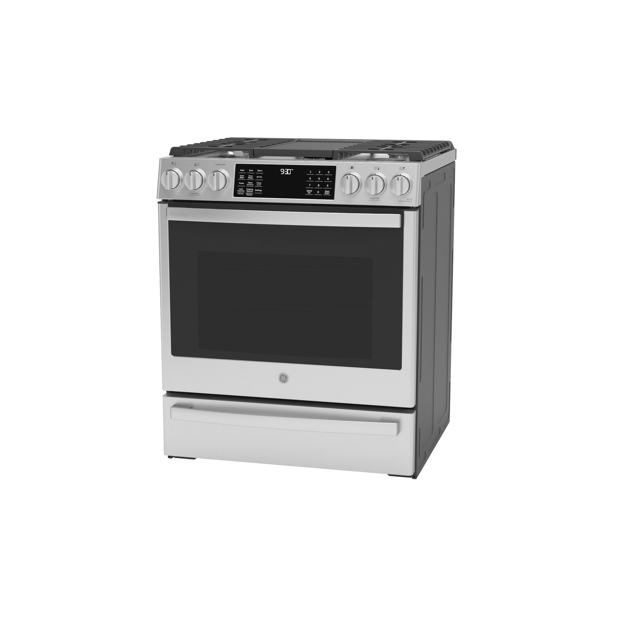 GE Profile™ 30" Smart Dual Fuel Slide-In Front-Control Fingerprint Resistant Range P2S930YPFS