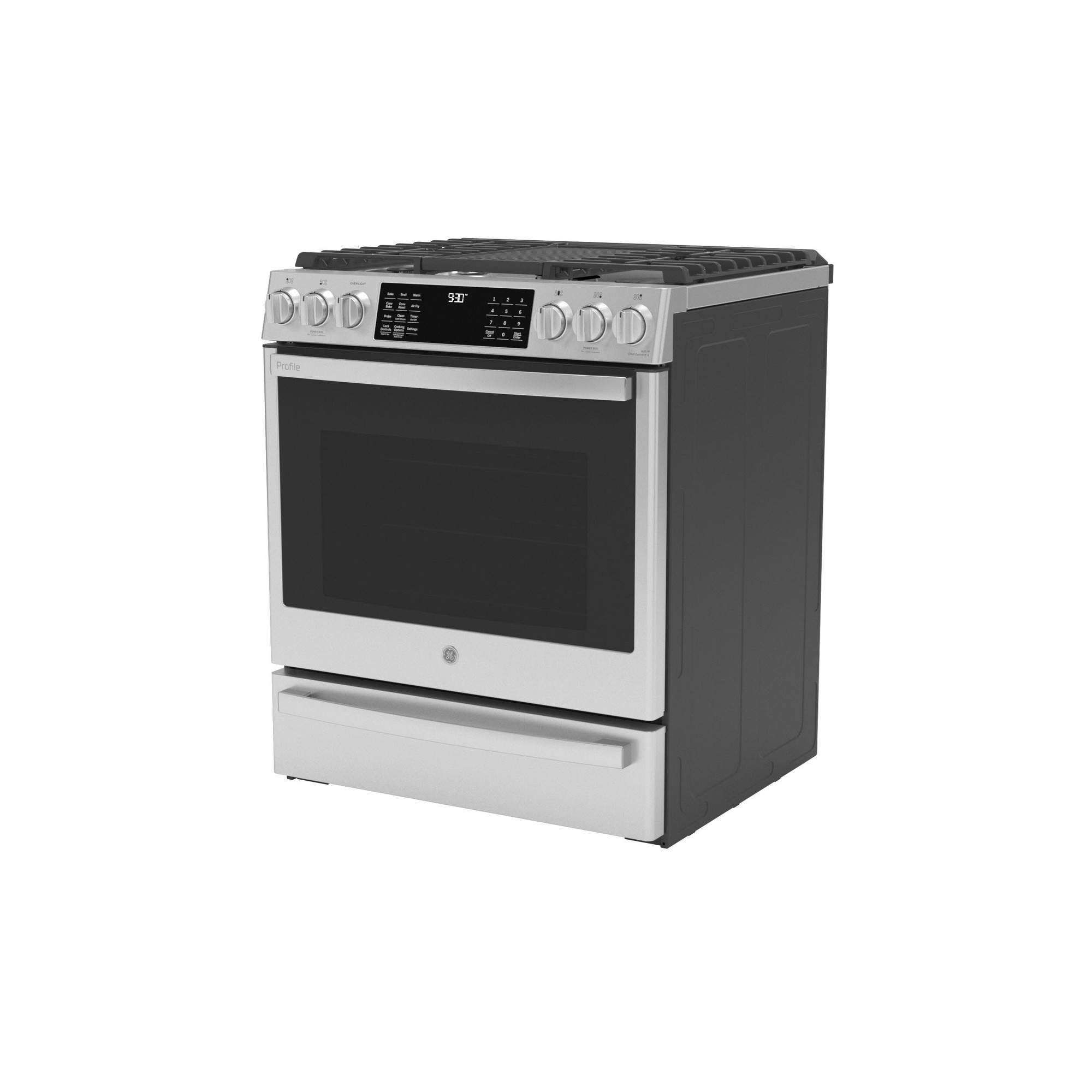 GE Profile™ 30" Smart Dual Fuel Slide-In Front-Control Fingerprint Resistant Range P2S930YPFS