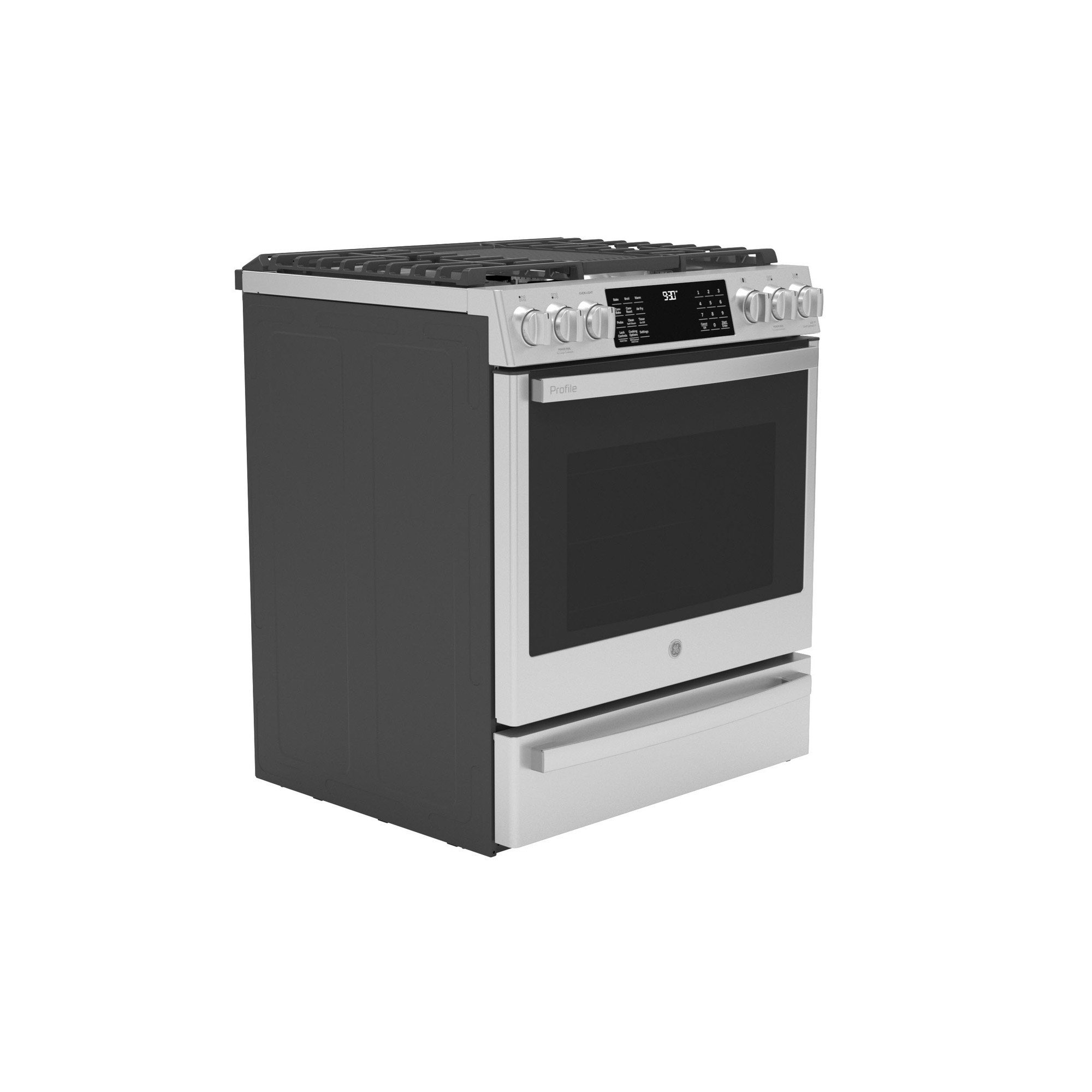 GE Profile™ 30" Smart Dual Fuel Slide-In Front-Control Fingerprint Resistant Range P2S930YPFS
