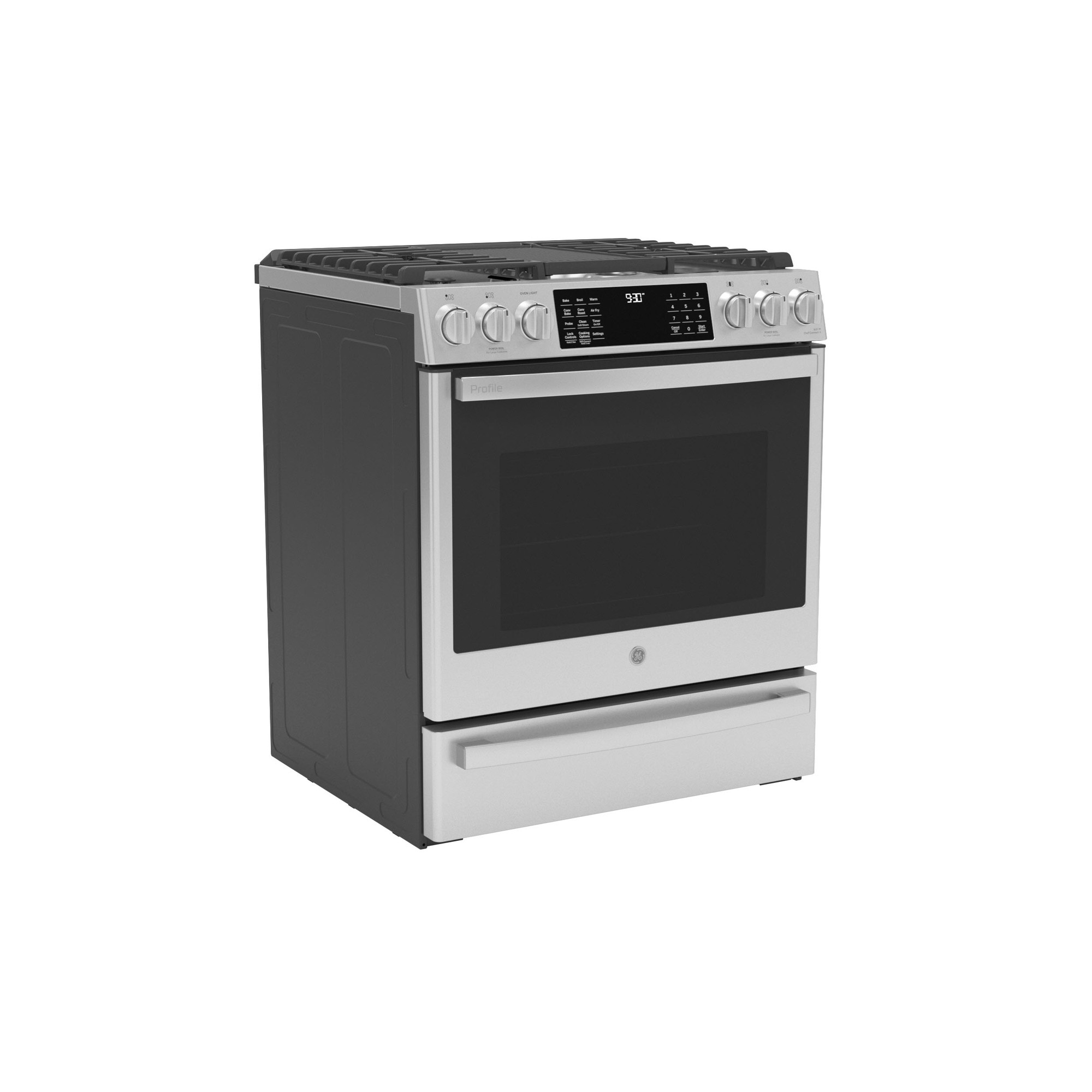 GE Profile™ 30" Smart Dual Fuel Slide-In Front-Control Fingerprint Resistant Range P2S930YPFS