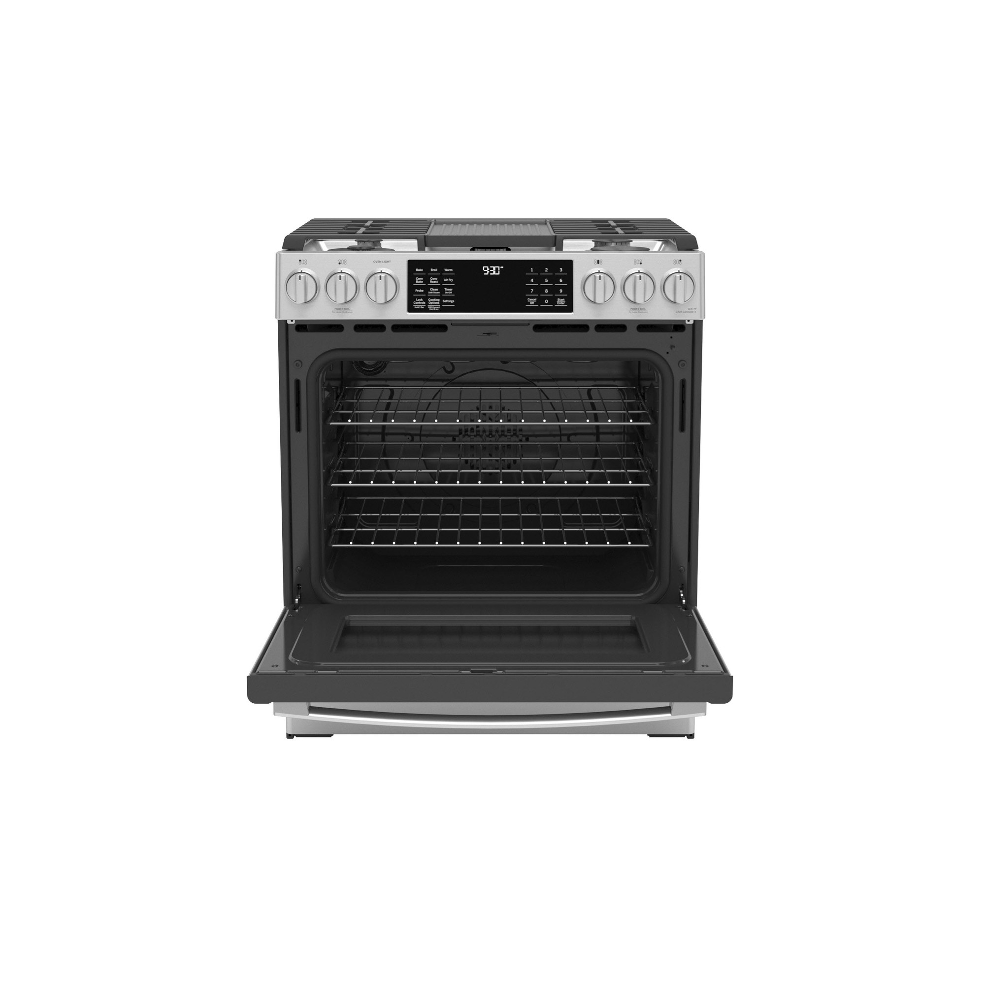 GE Profile™ 30" Smart Dual Fuel Slide-In Front-Control Fingerprint Resistant Range P2S930YPFS