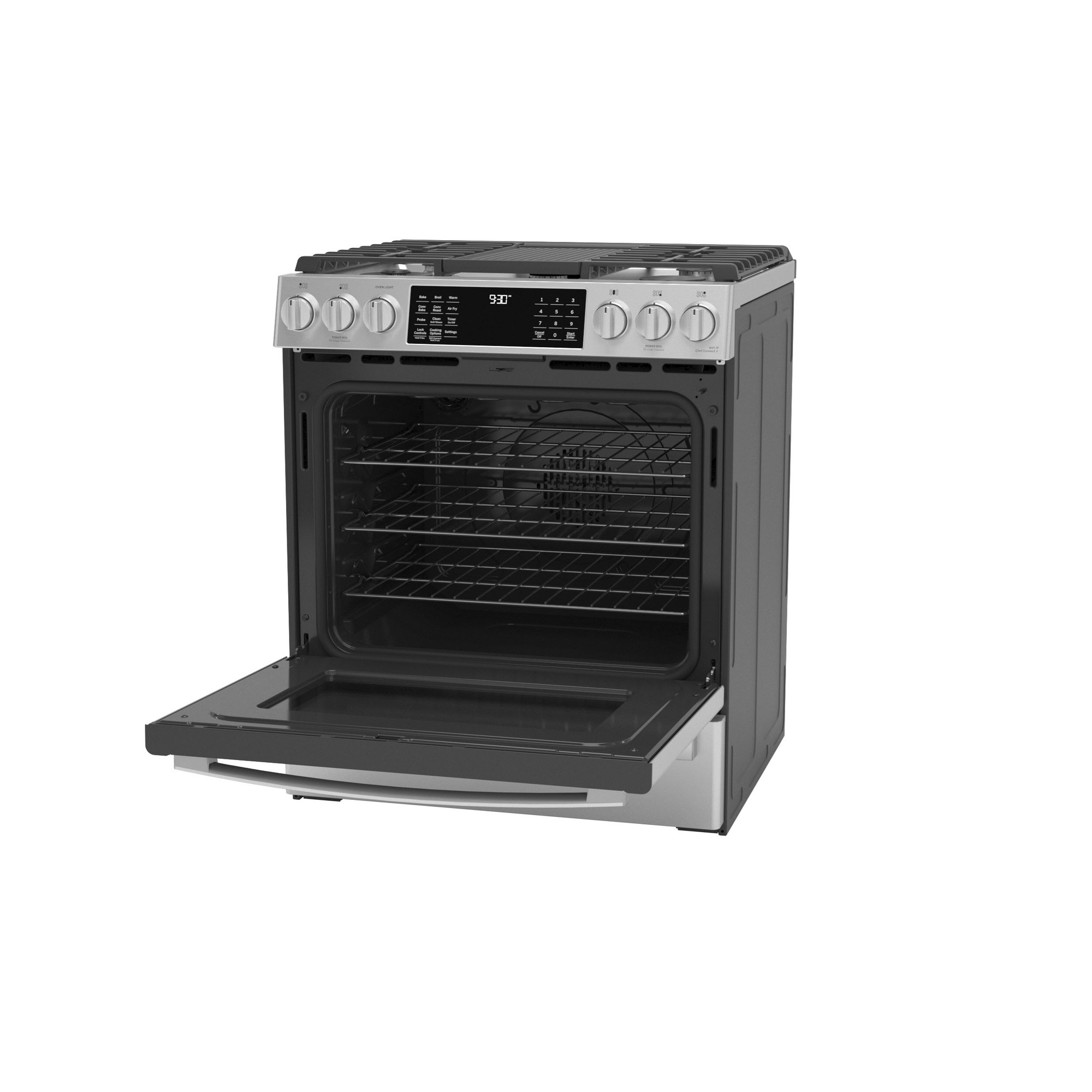 GE Profile™ 30" Smart Dual Fuel Slide-In Front-Control Fingerprint Resistant Range P2S930YPFS