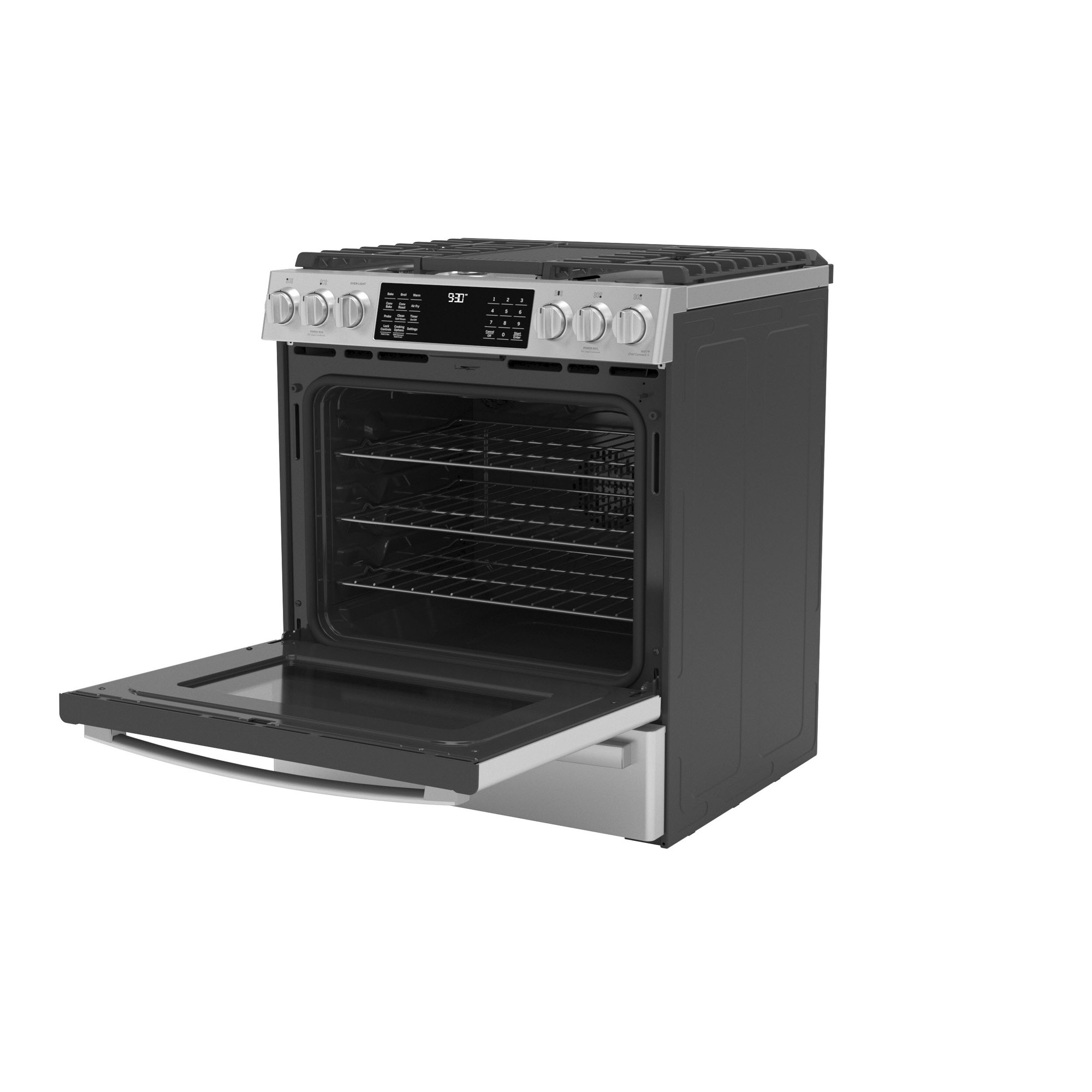 GE Profile™ 30" Smart Dual Fuel Slide-In Front-Control Fingerprint Resistant Range P2S930YPFS