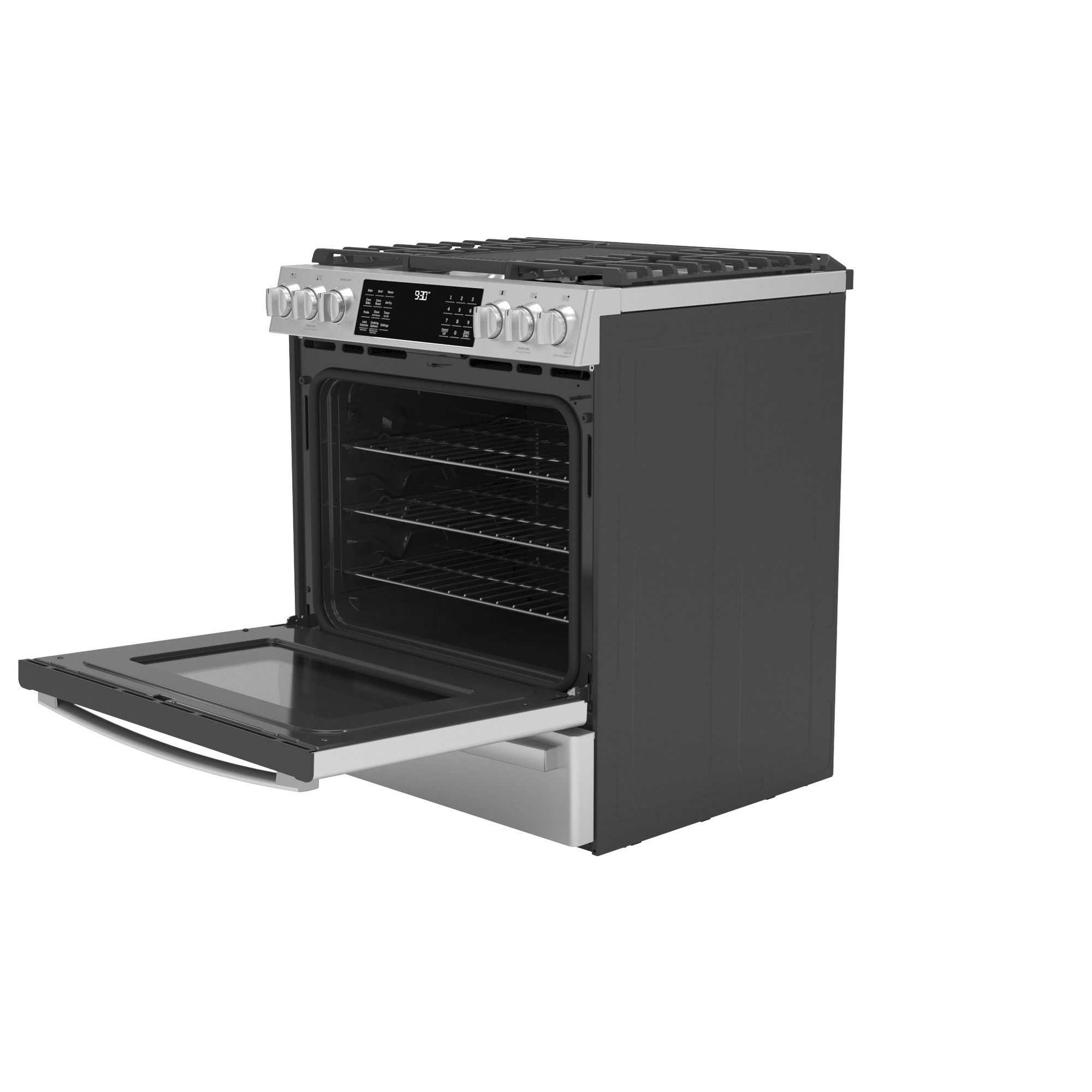 GE Profile™ 30" Smart Dual Fuel Slide-In Front-Control Fingerprint Resistant Range P2S930YPFS