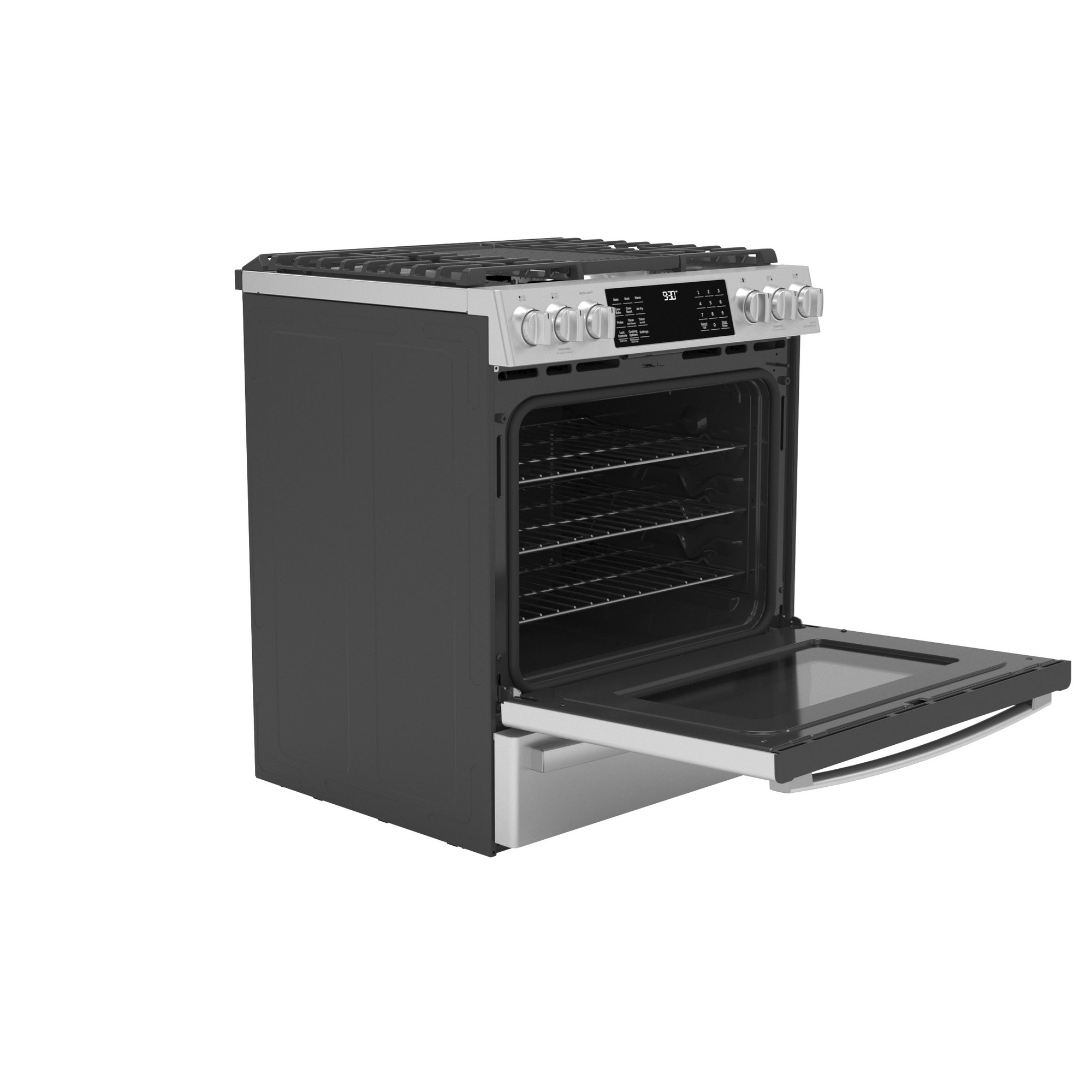 GE Profile™ 30" Smart Dual Fuel Slide-In Front-Control Fingerprint Resistant Range P2S930YPFS