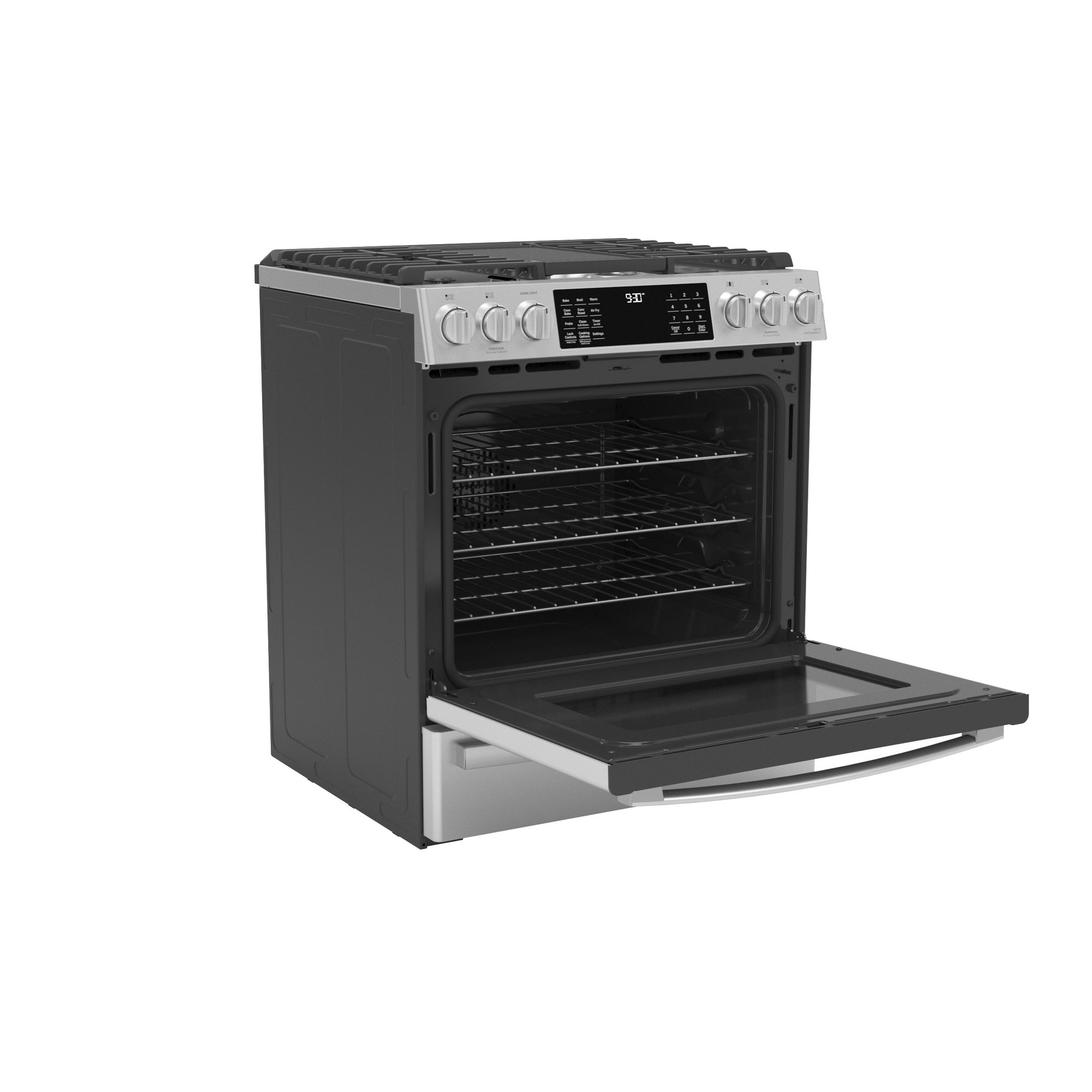 GE Profile™ 30" Smart Dual Fuel Slide-In Front-Control Fingerprint Resistant Range P2S930YPFS