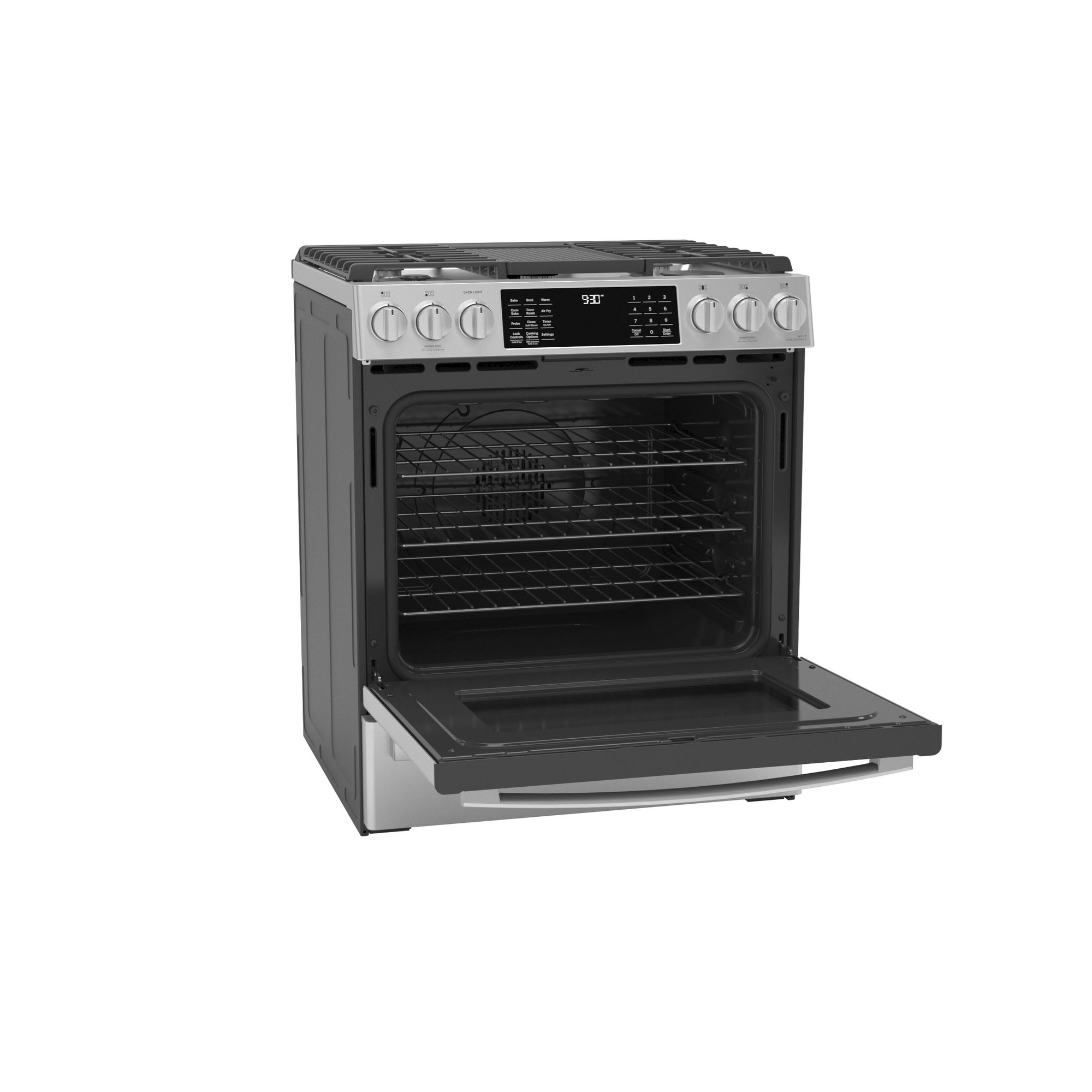 GE Profile™ 30" Smart Dual Fuel Slide-In Front-Control Fingerprint Resistant Range P2S930YPFS