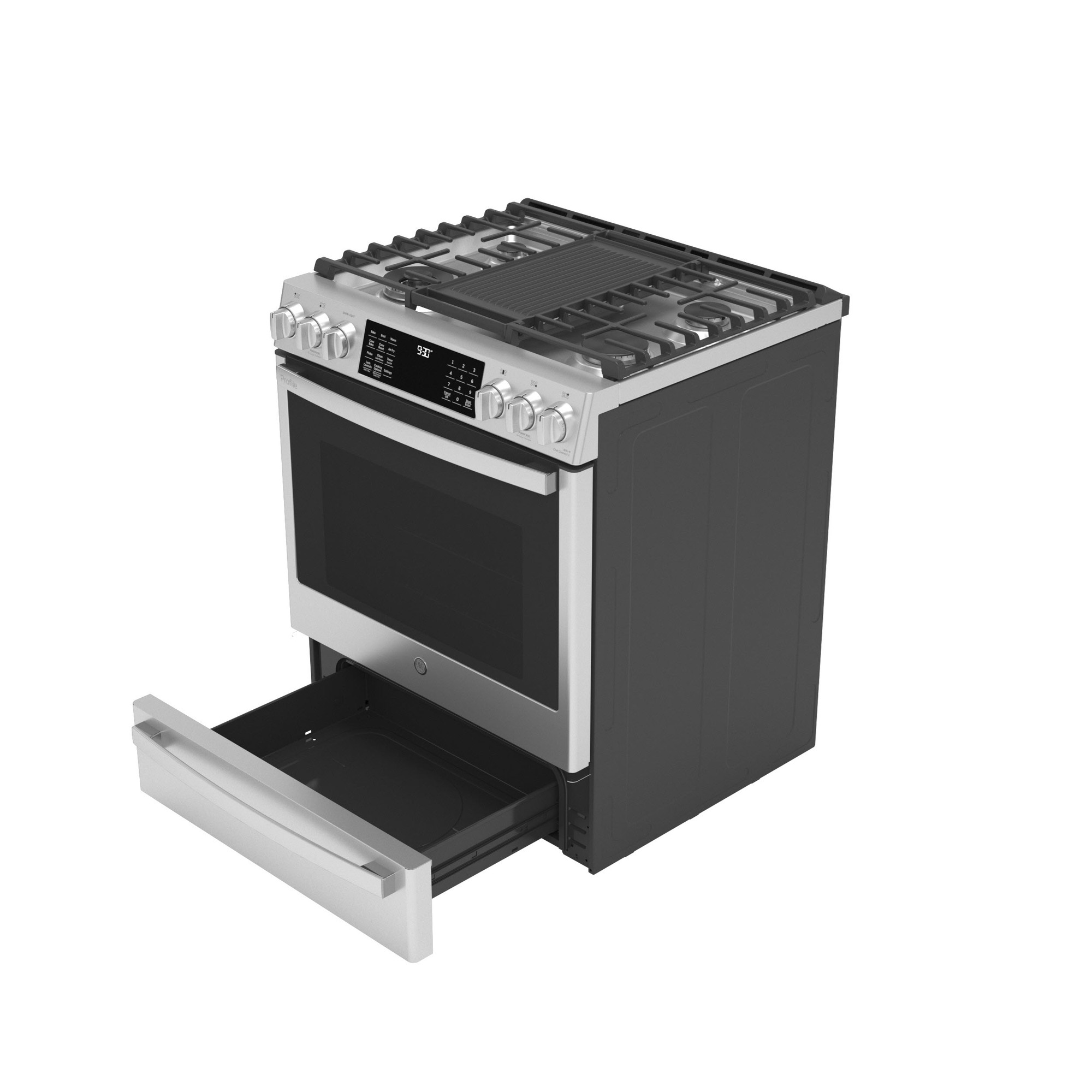 GE Profile™ 30" Smart Dual Fuel Slide-In Front-Control Fingerprint Resistant Range P2S930YPFS