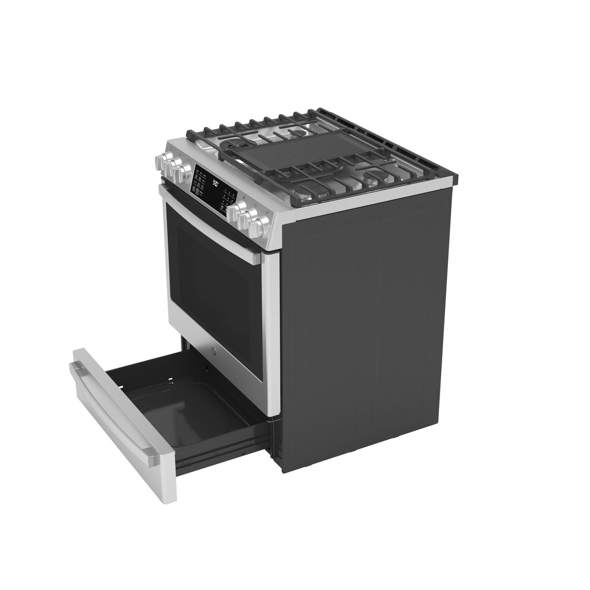 GE Profile™ 30" Smart Dual Fuel Slide-In Front-Control Fingerprint Resistant Range P2S930YPFS
