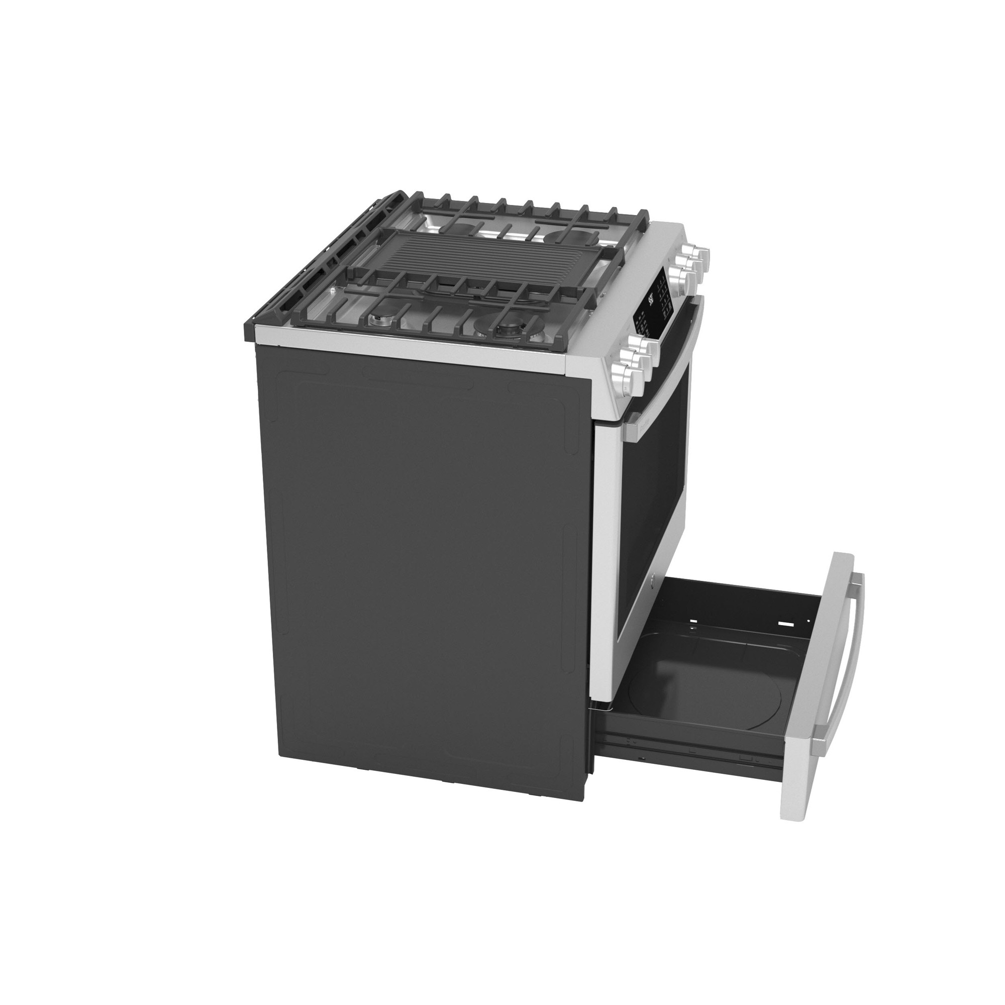 GE Profile™ 30" Smart Dual Fuel Slide-In Front-Control Fingerprint Resistant Range P2S930YPFS