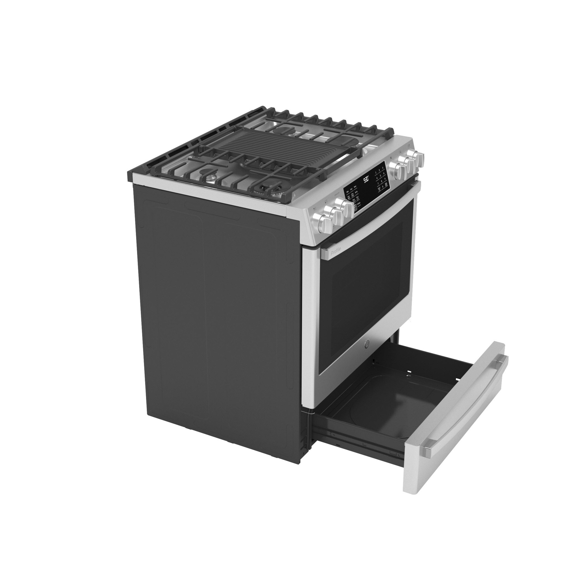 GE Profile™ 30" Smart Dual Fuel Slide-In Front-Control Fingerprint Resistant Range P2S930YPFS