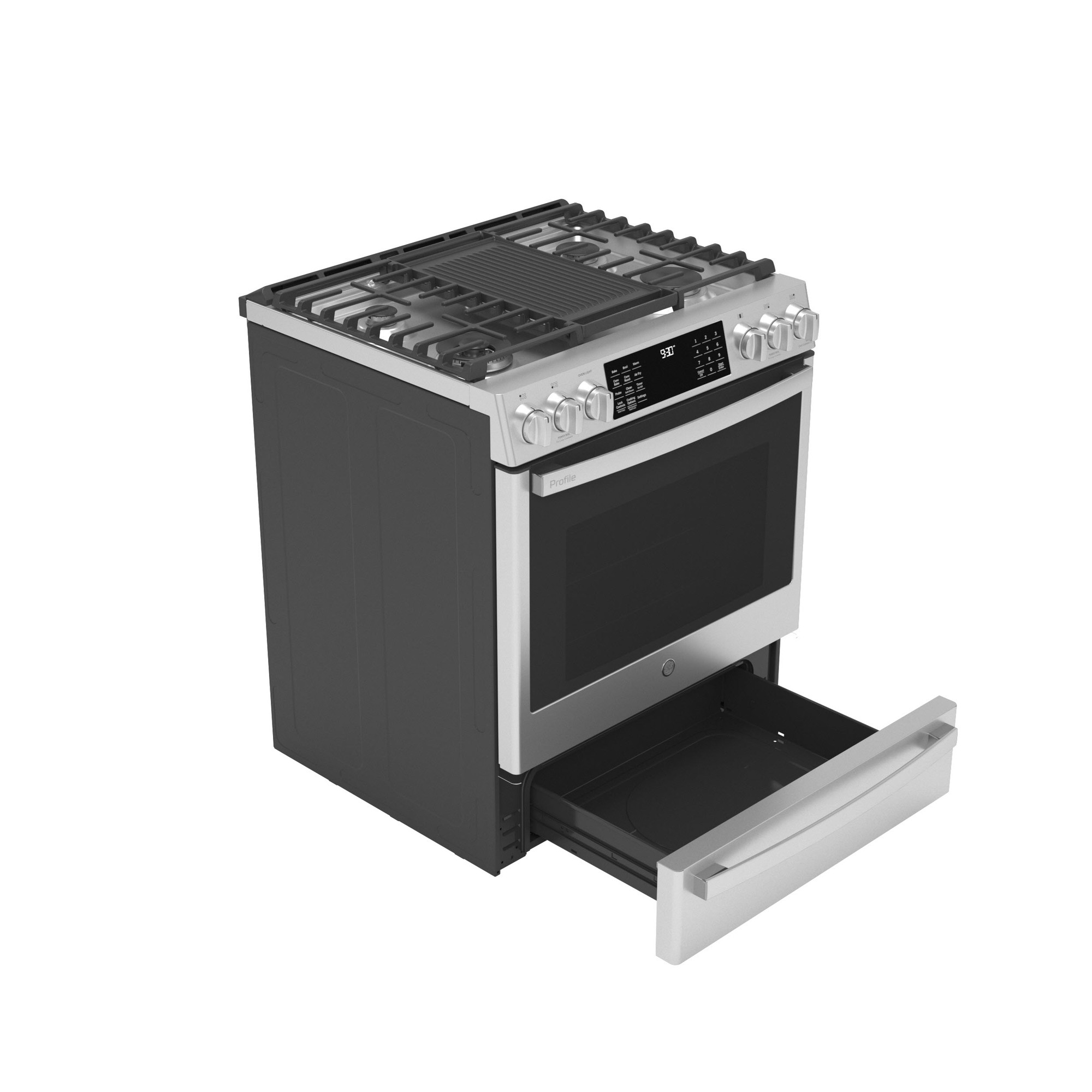 GE Profile™ 30" Smart Dual Fuel Slide-In Front-Control Fingerprint Resistant Range P2S930YPFS
