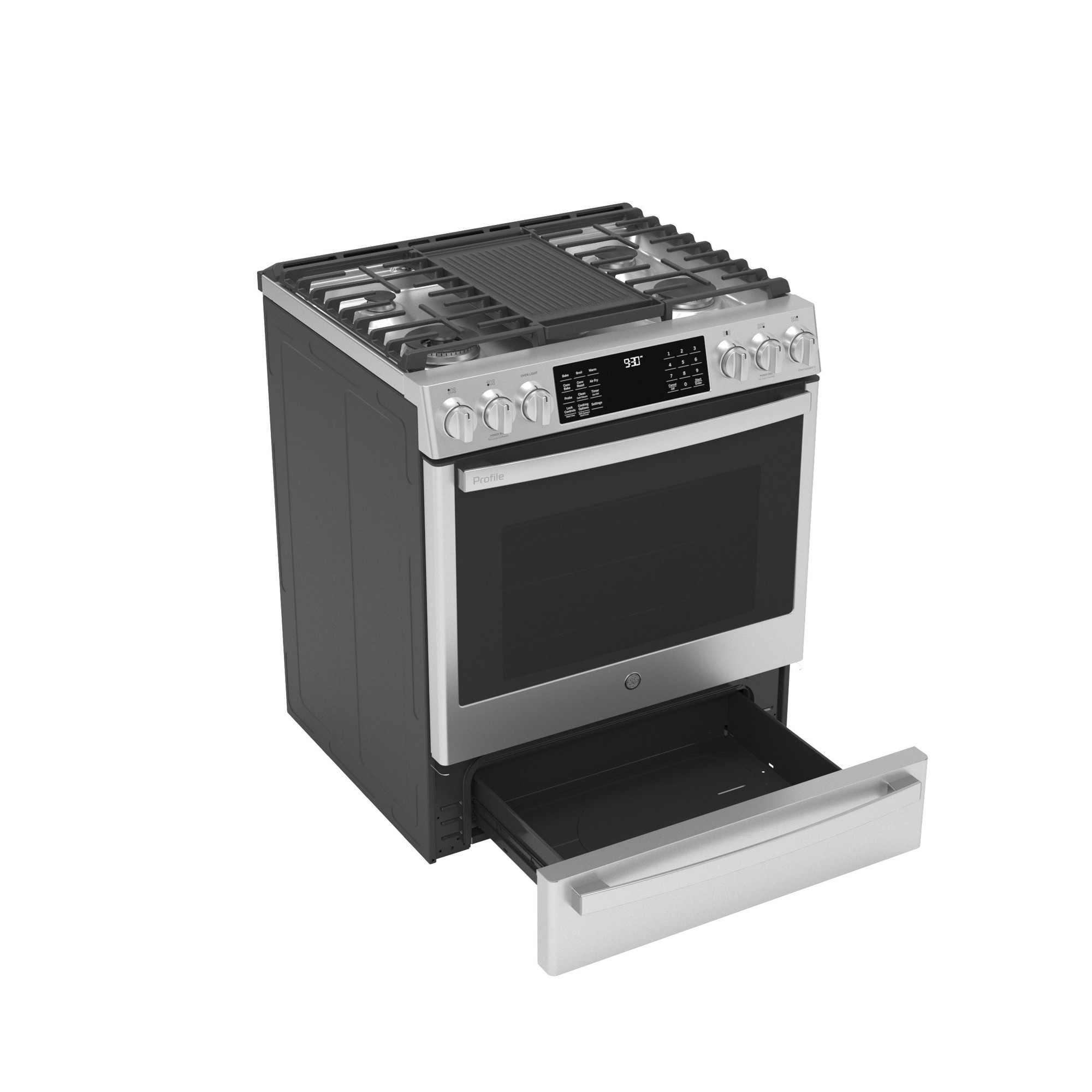 GE Profile™ 30" Smart Dual Fuel Slide-In Front-Control Fingerprint Resistant Range P2S930YPFS
