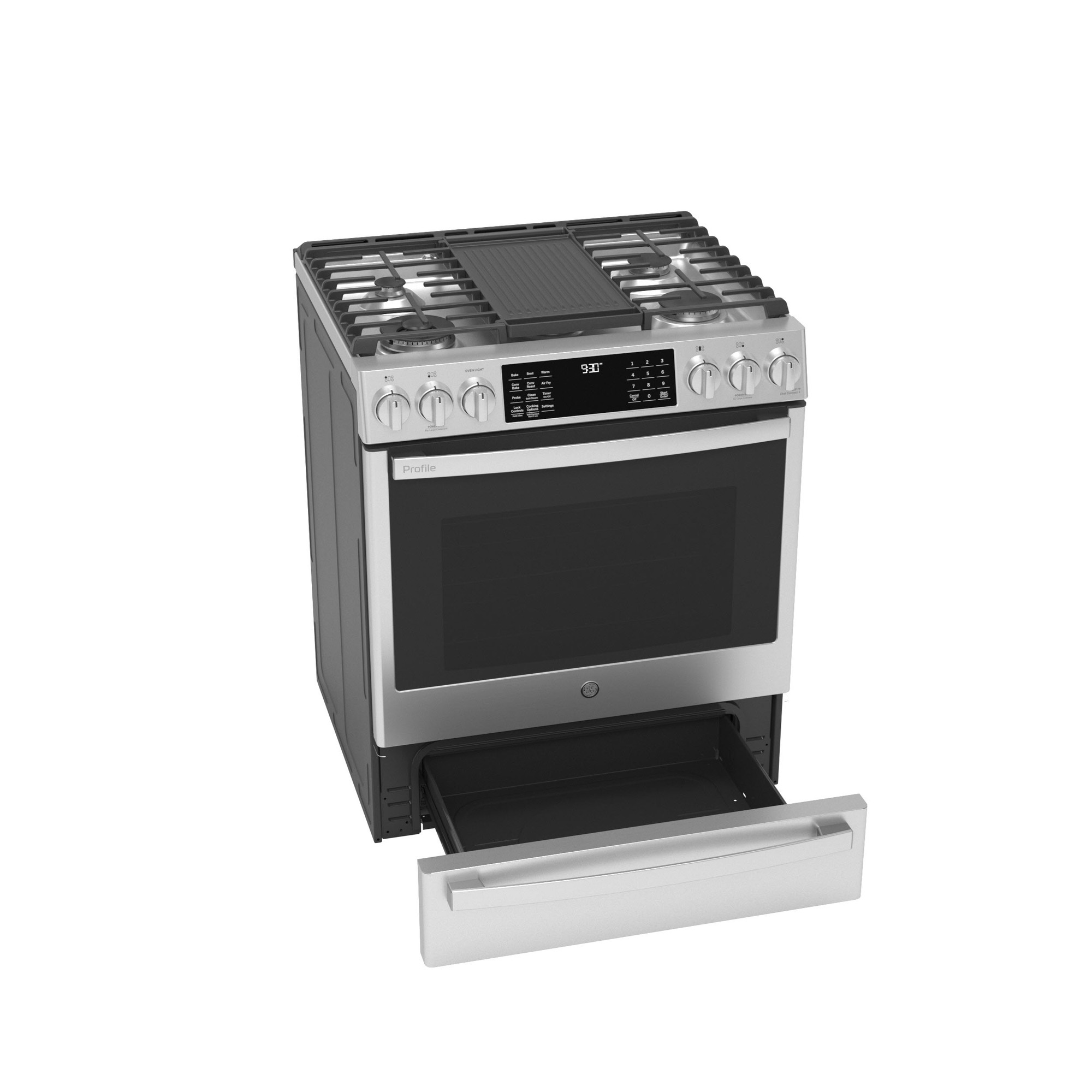 GE Profile™ 30" Smart Dual Fuel Slide-In Front-Control Fingerprint Resistant Range P2S930YPFS