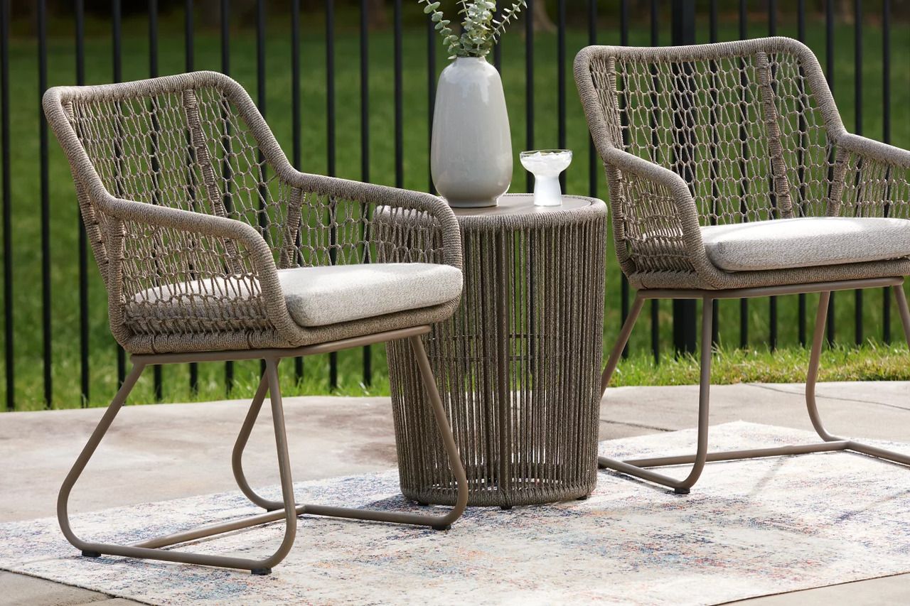 Monach Heights Outdoor Table and 2 Chairs In Beige P321050