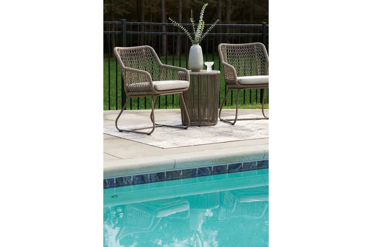 Monach Heights Outdoor Table and 2 Chairs In Beige P321050