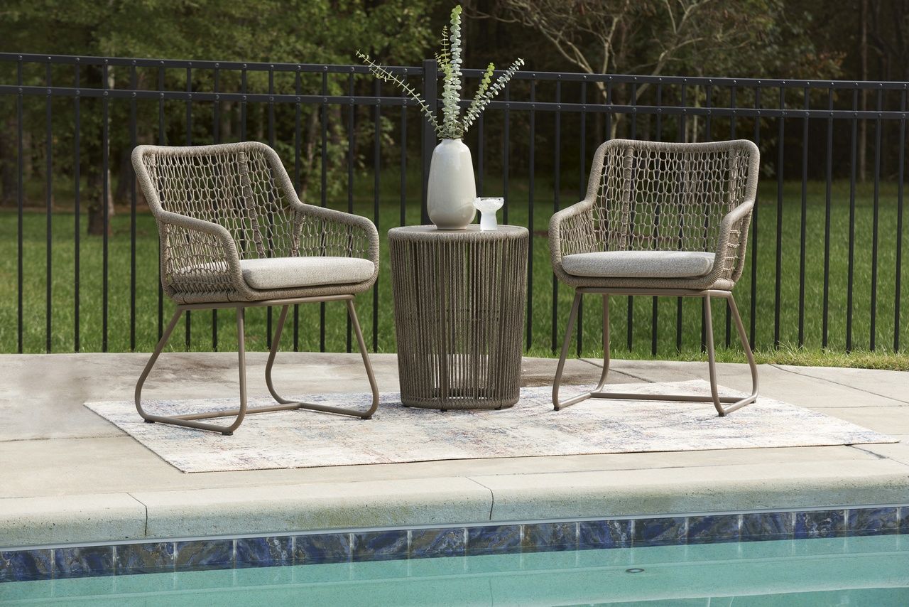 Monach Heights Outdoor Table and 2 Chairs In Beige P321050