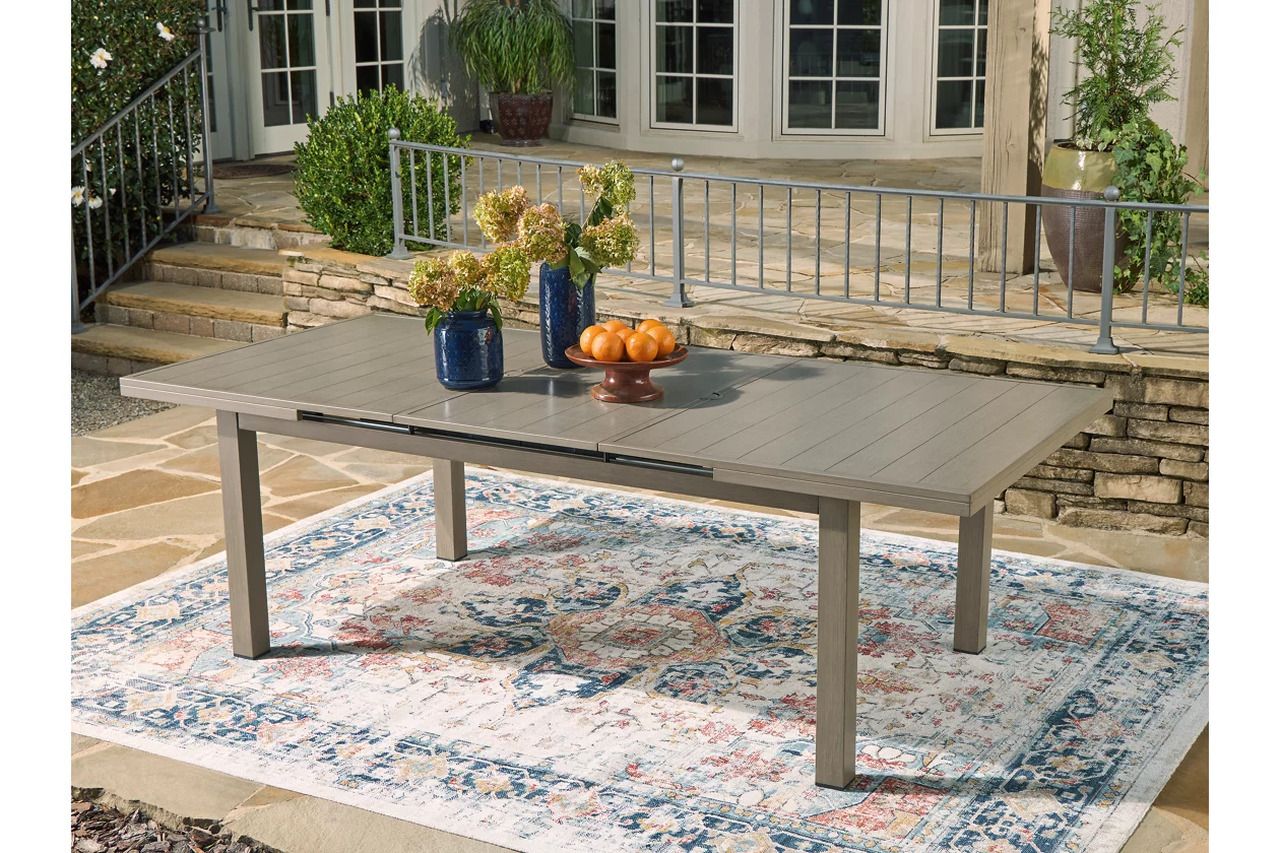 Beach Front Beige Rectangular Extendable Dining Room Table P323635