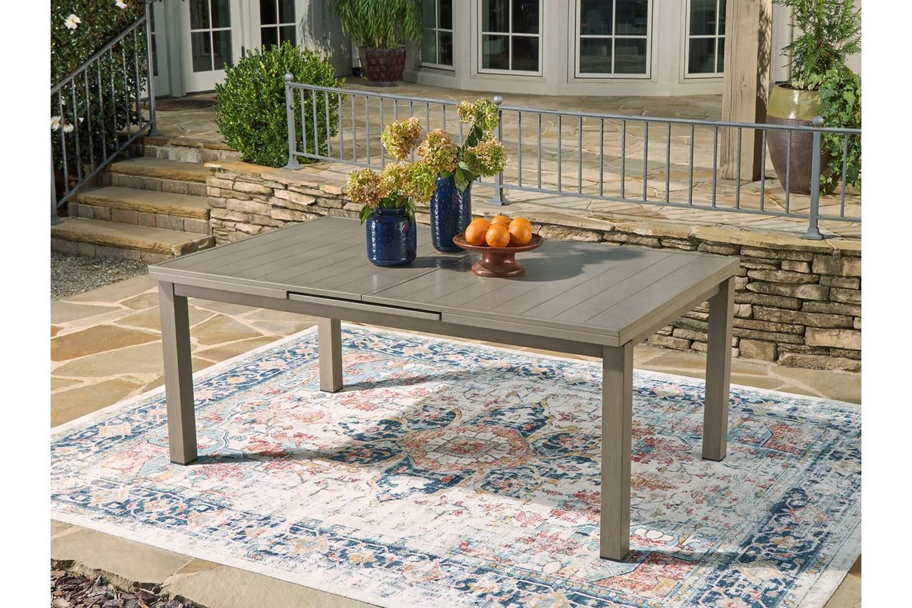 Beach Front Beige Rectangular Extendable Dining Room Table P323635