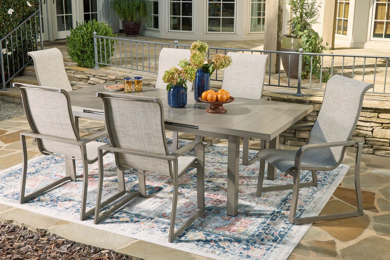 Beach Front Beige Rectangular Extendable Dining Room Table P323635
