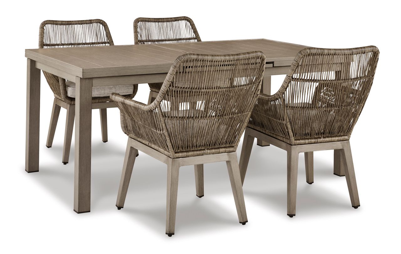 Beach Front Beige Rectangular Extendable Dining Room Table P323635