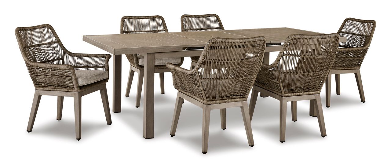 Beach Front Beige Rectangular Extendable Dining Room Table P323635