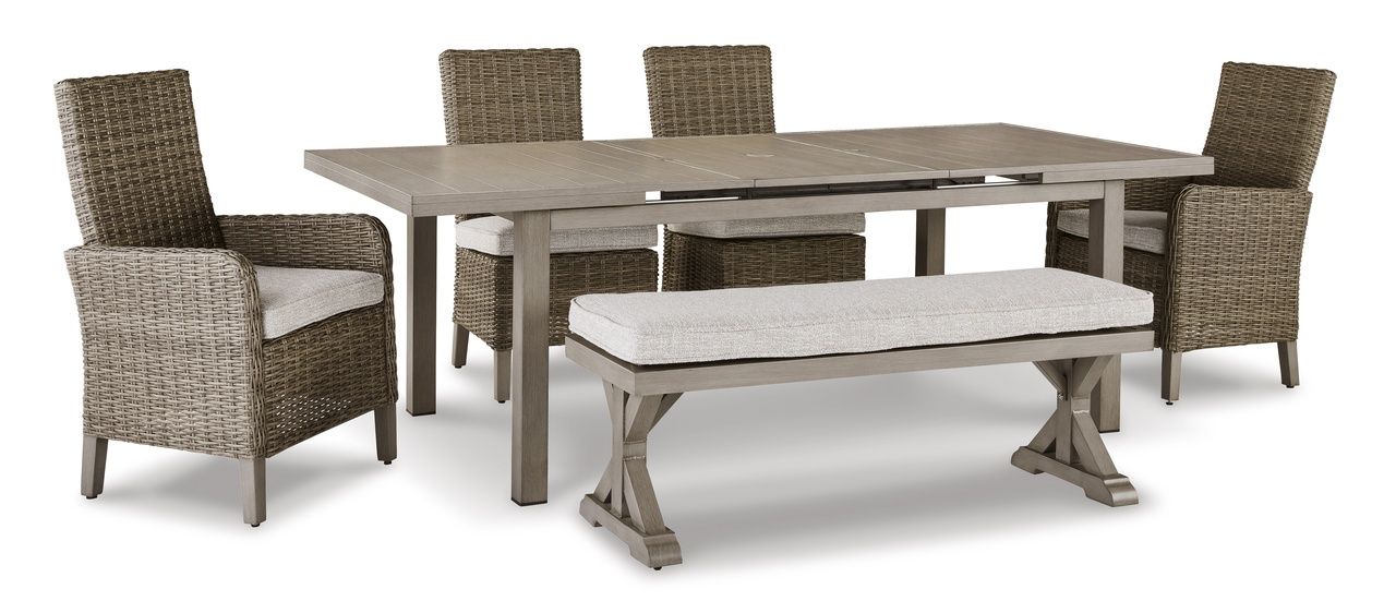 Beach Front Beige Rectangular Extendable Dining Room Table P323635