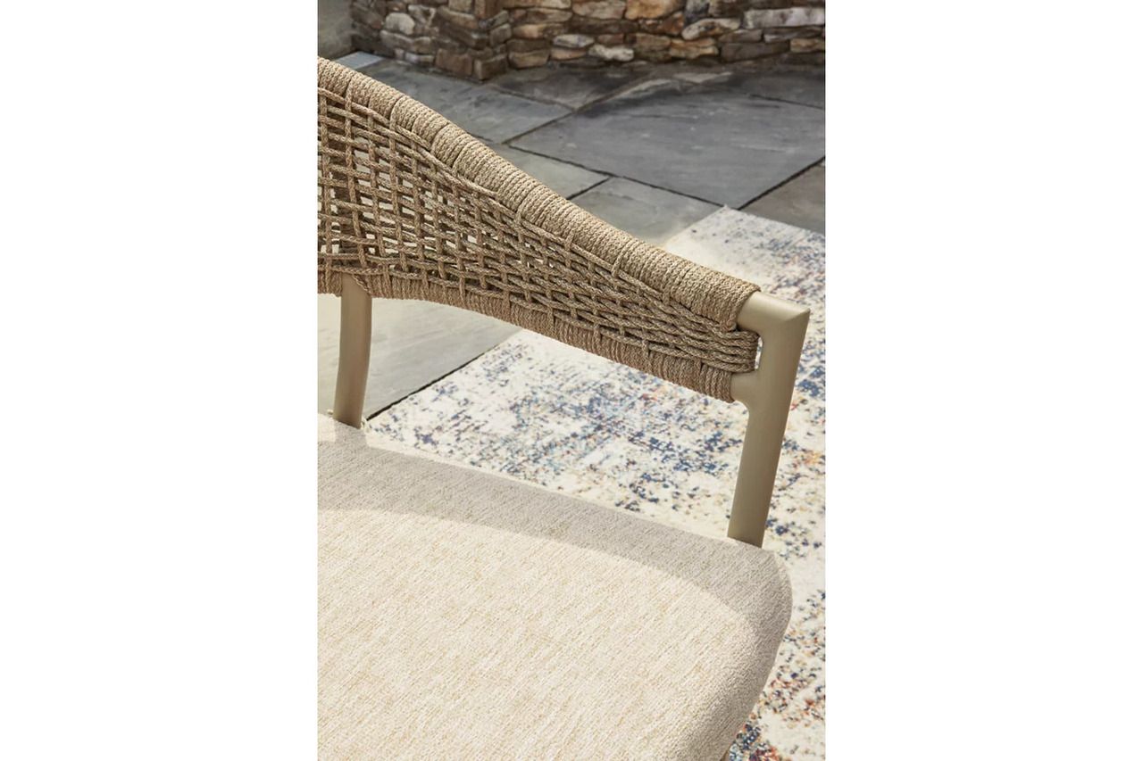 Ocean Park Outdoor Arm Chair with Cushion Set of 4 In Beige P373601A