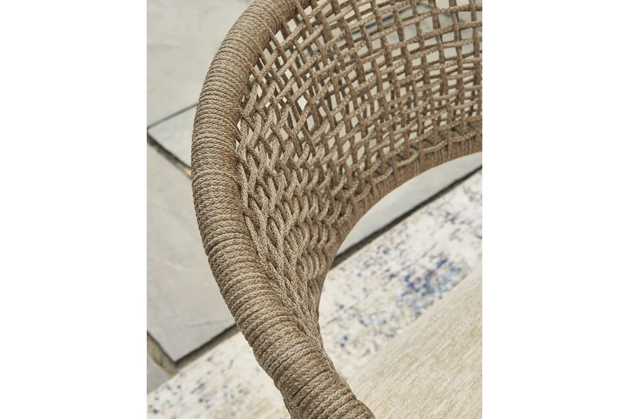 Ocean Park Outdoor Arm Chair with Cushion Set of 4 In Beige P373601A