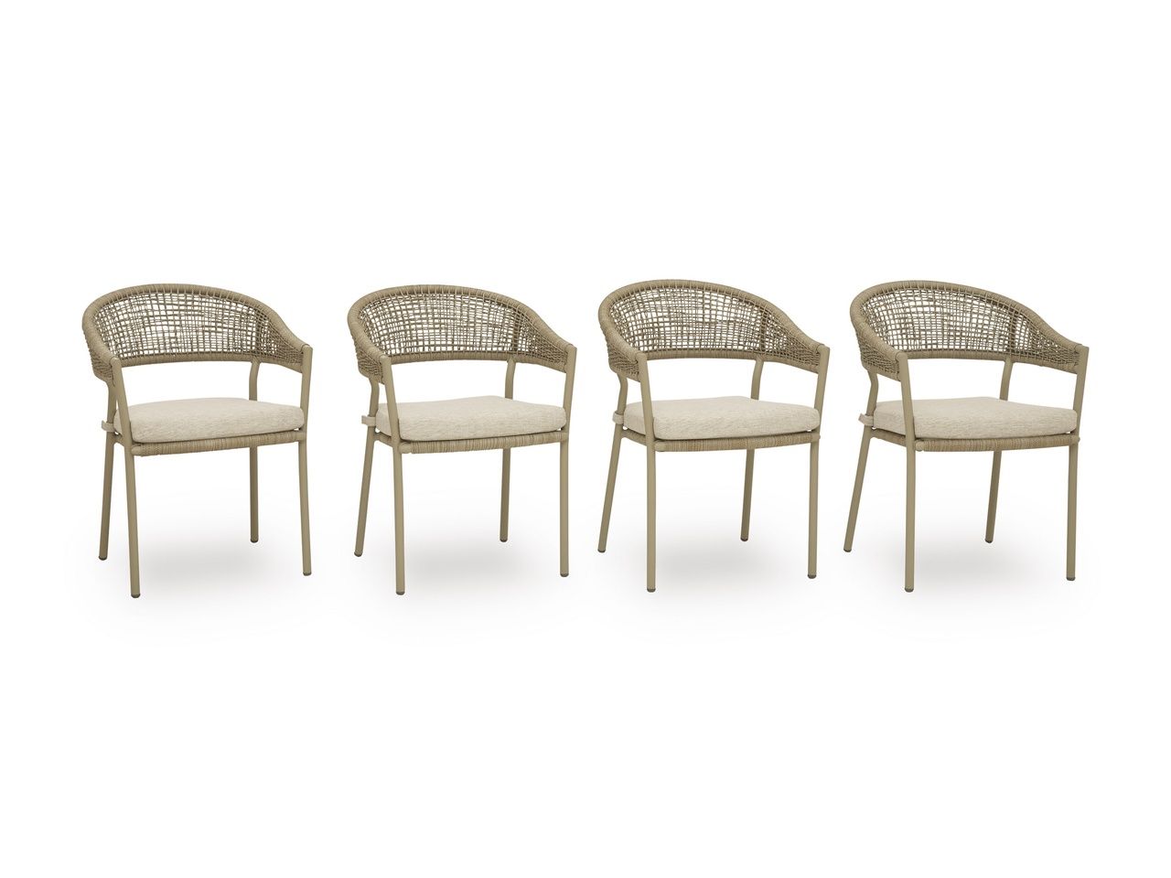 Ocean Park Outdoor Arm Chair with Cushion Set of 4 In Beige P373601A