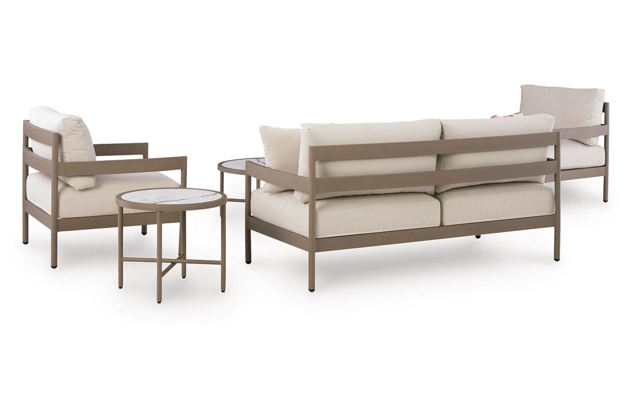 Big Creek Cove Outdoor Love/Chairs/Tables Set Set of 5 In Beige P383080
