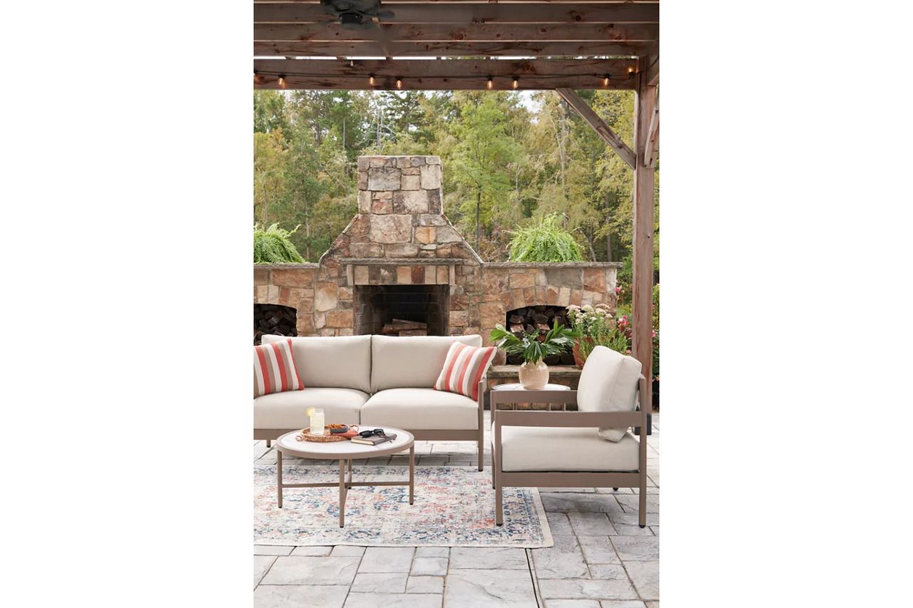 Big Creek Cove Outdoor Love/Chairs/Tables Set Set of 5 In Beige P383080