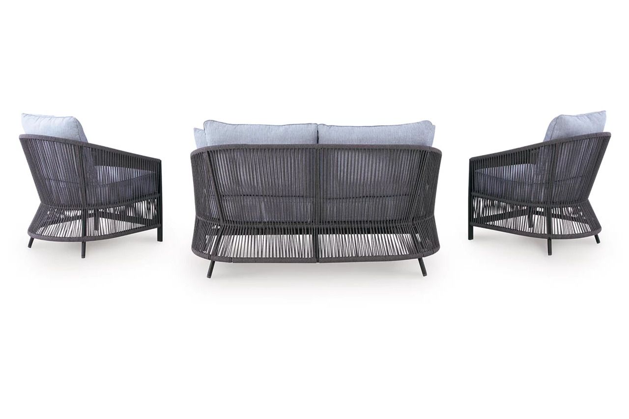 Bodega Island Outdoor Love/Chairs/Table Set Set of 4 In Gray P391080