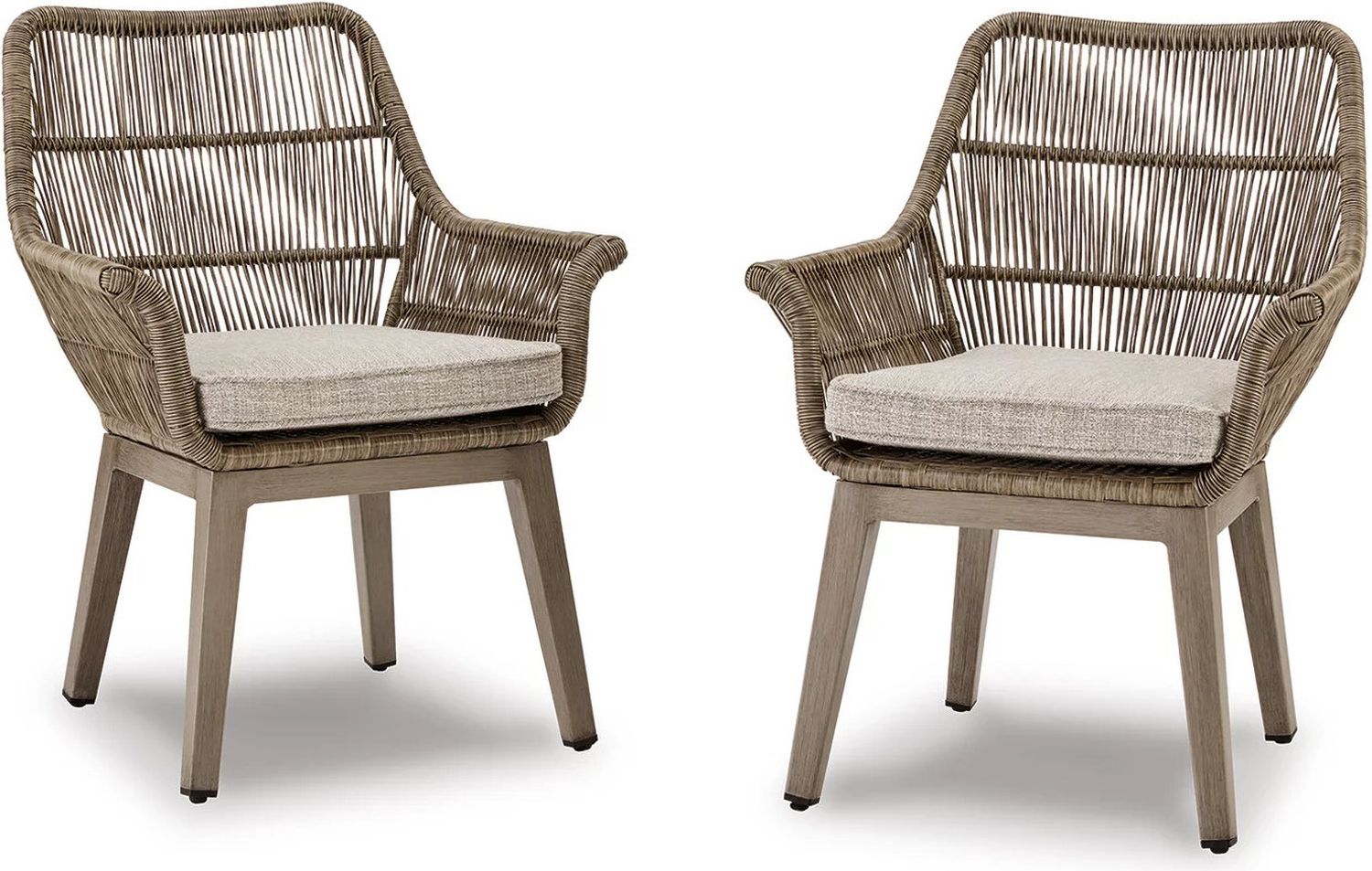 Beach Front Beige Arm Chair With Cushion Set Of 2 P399601A