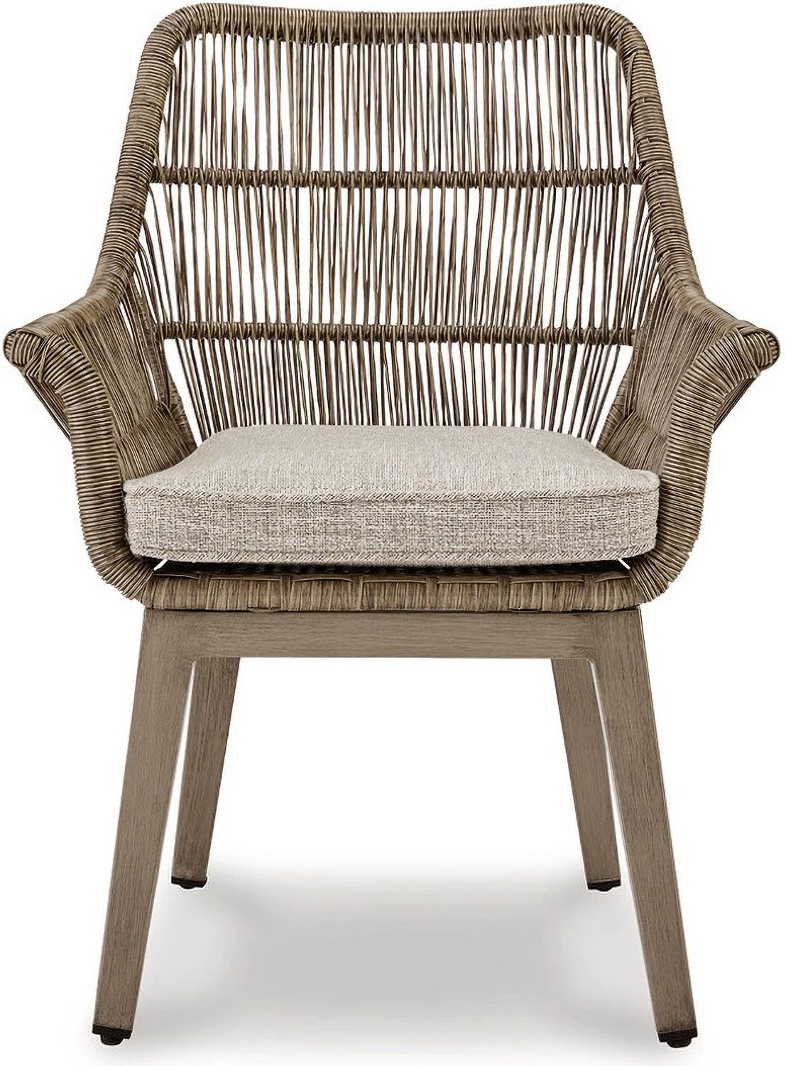 Beach Front Beige Arm Chair With Cushion Set Of 2 P399601A