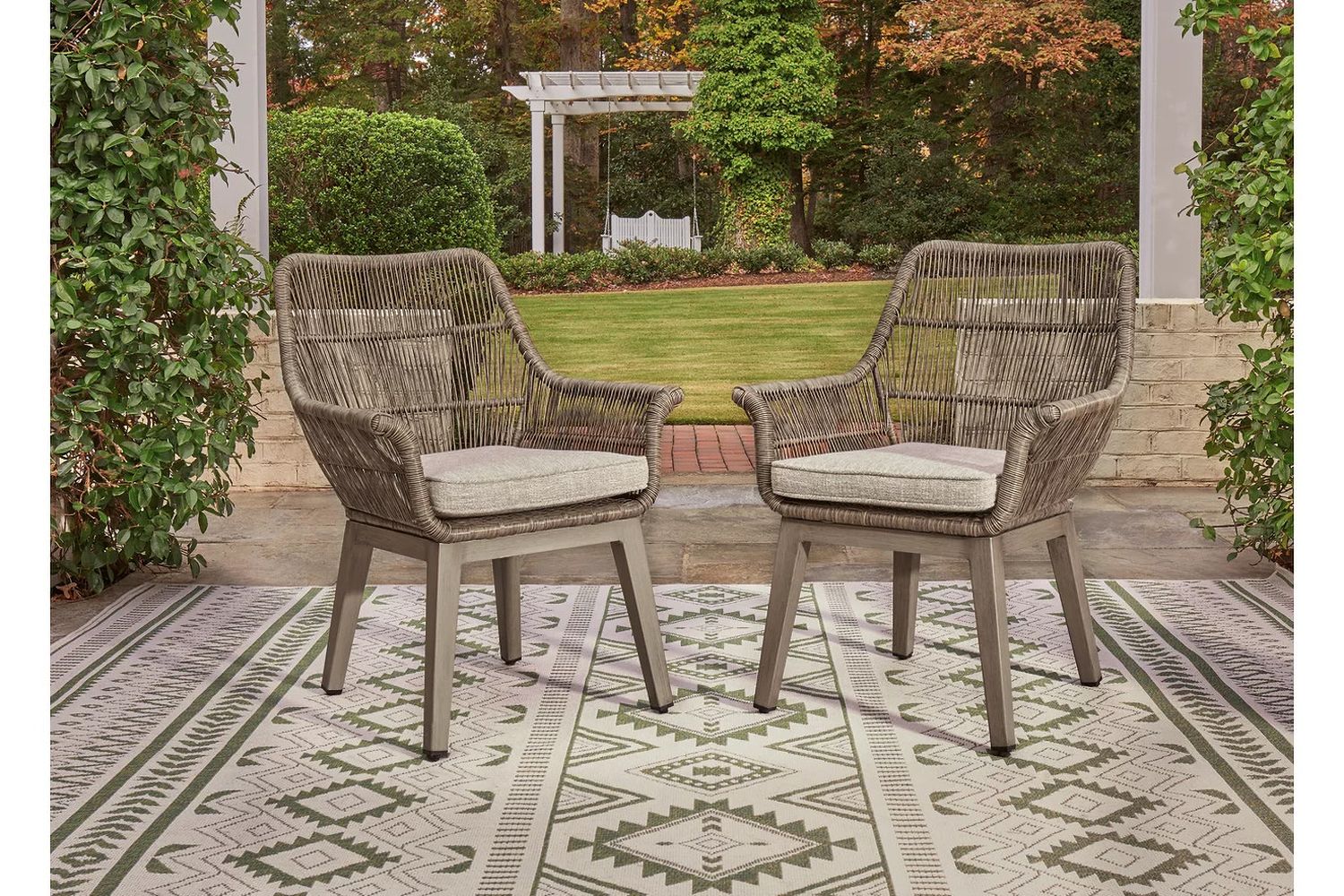 Beach Front Beige Arm Chair With Cushion Set Of 2 P399601A