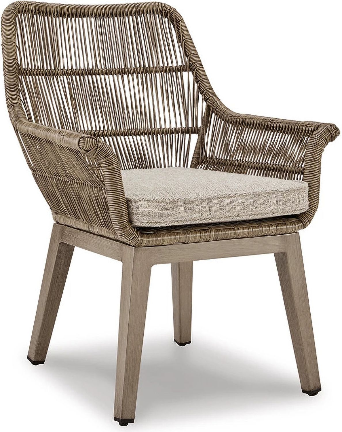 Beach Front Beige Arm Chair With Cushion Set Of 2 P399601A